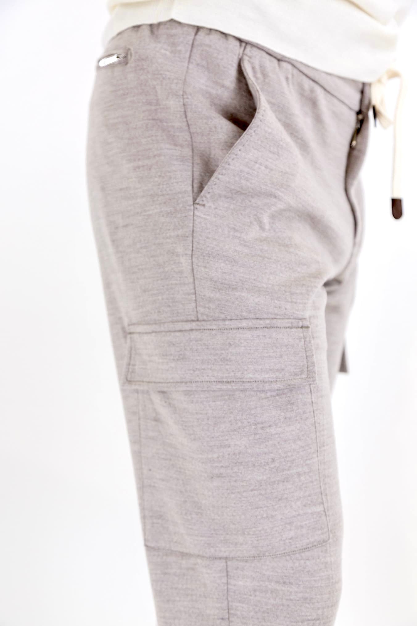 Pantaloni con Coulisse Cargo Beige Chiaro Mélange - Guarino Store