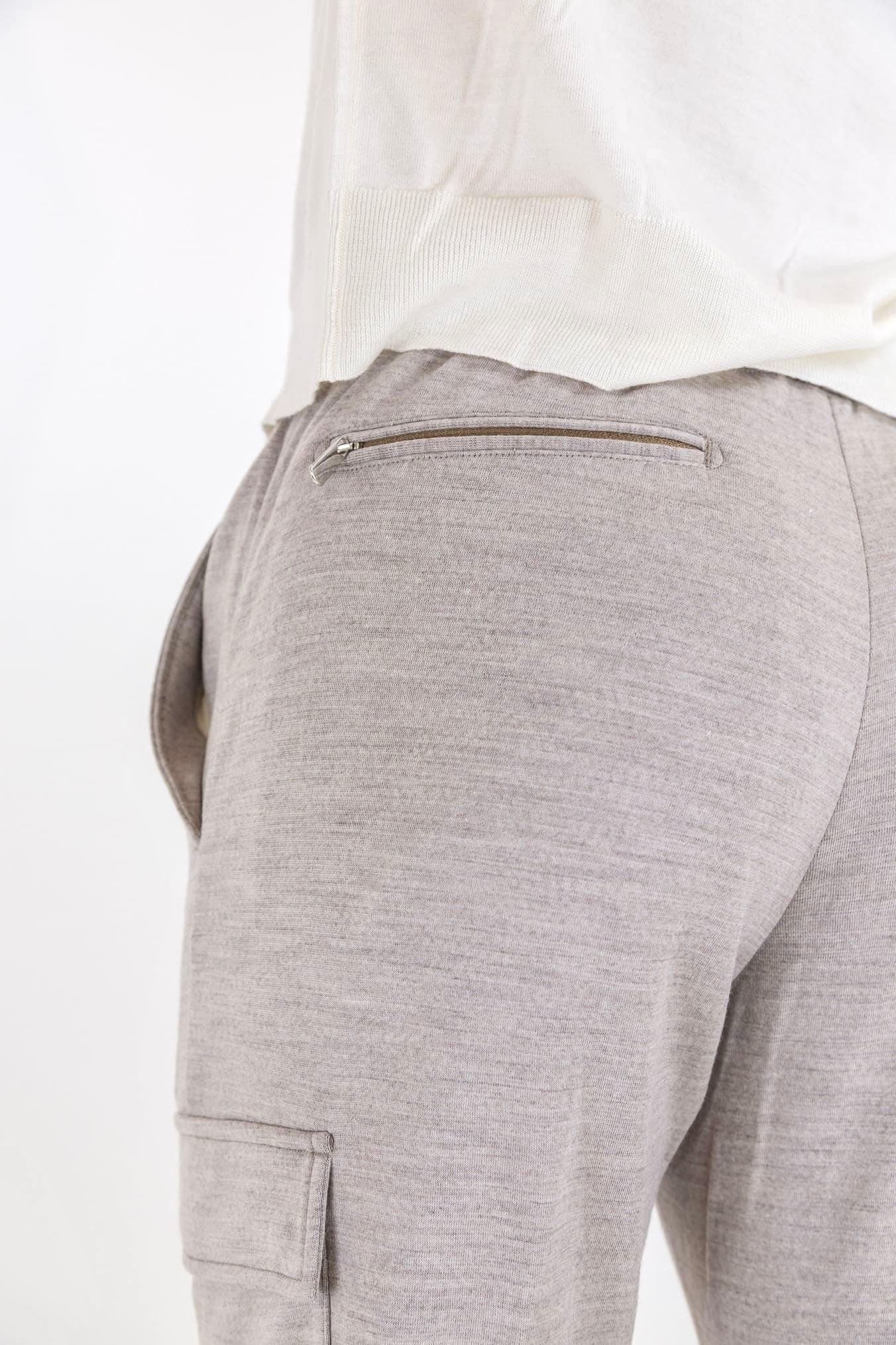 Pantaloni con Coulisse Cargo Beige Chiaro Mélange - Guarino Store