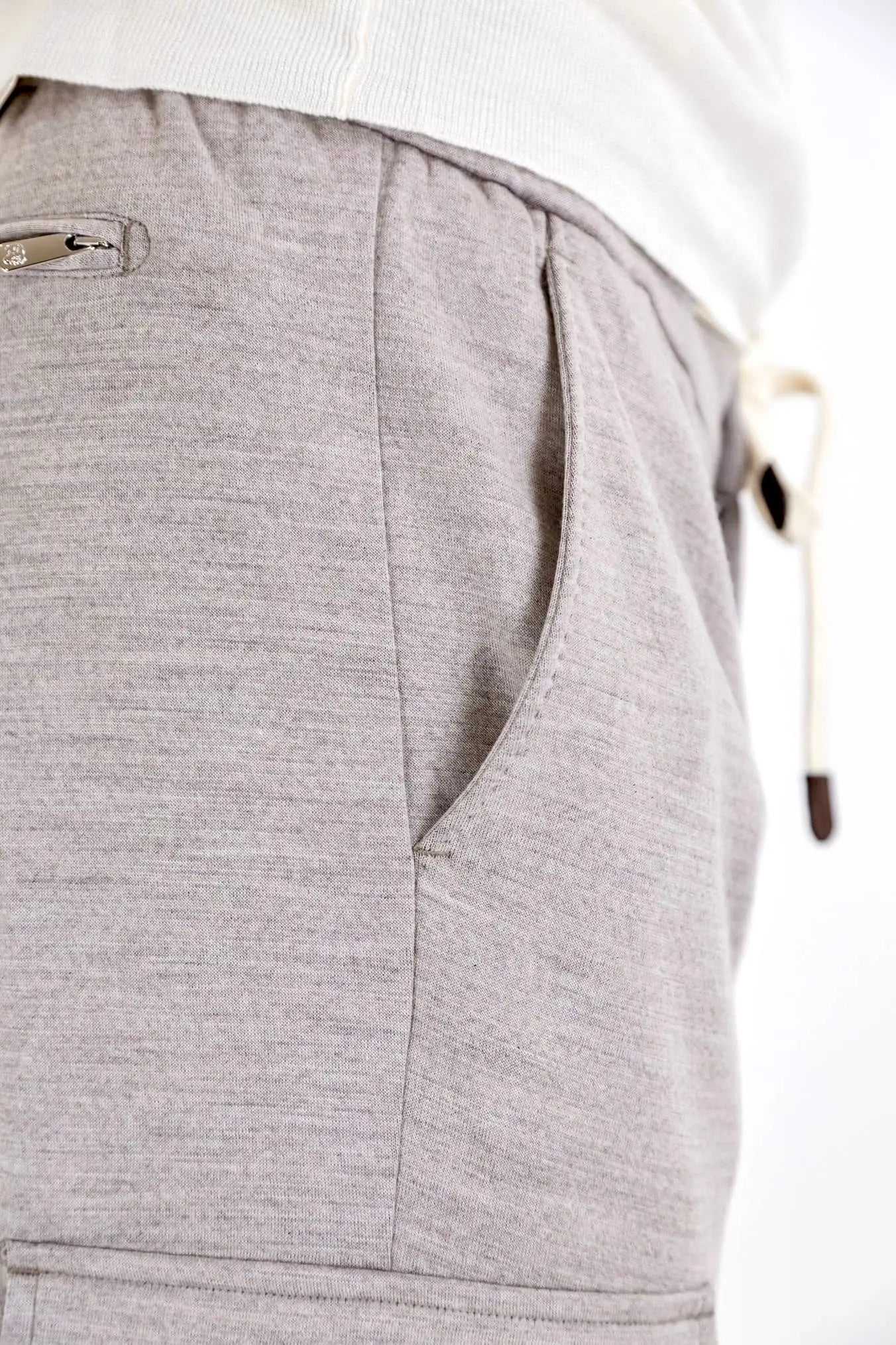 Pantaloni con Coulisse Cargo Beige Chiaro Mélange - Guarino Store