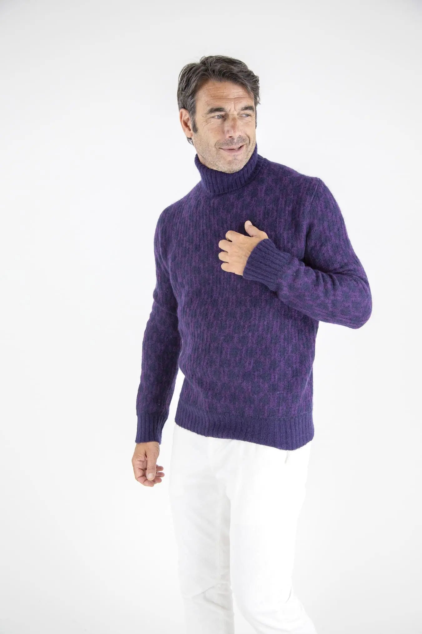 Dolcevita Cashmere e Seta Viola e Blu - Guarino Store