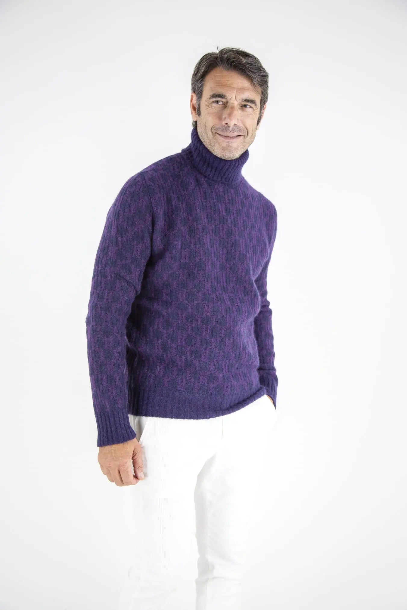 Dolcevita Cashmere e Seta Viola e Blu - Guarino Store