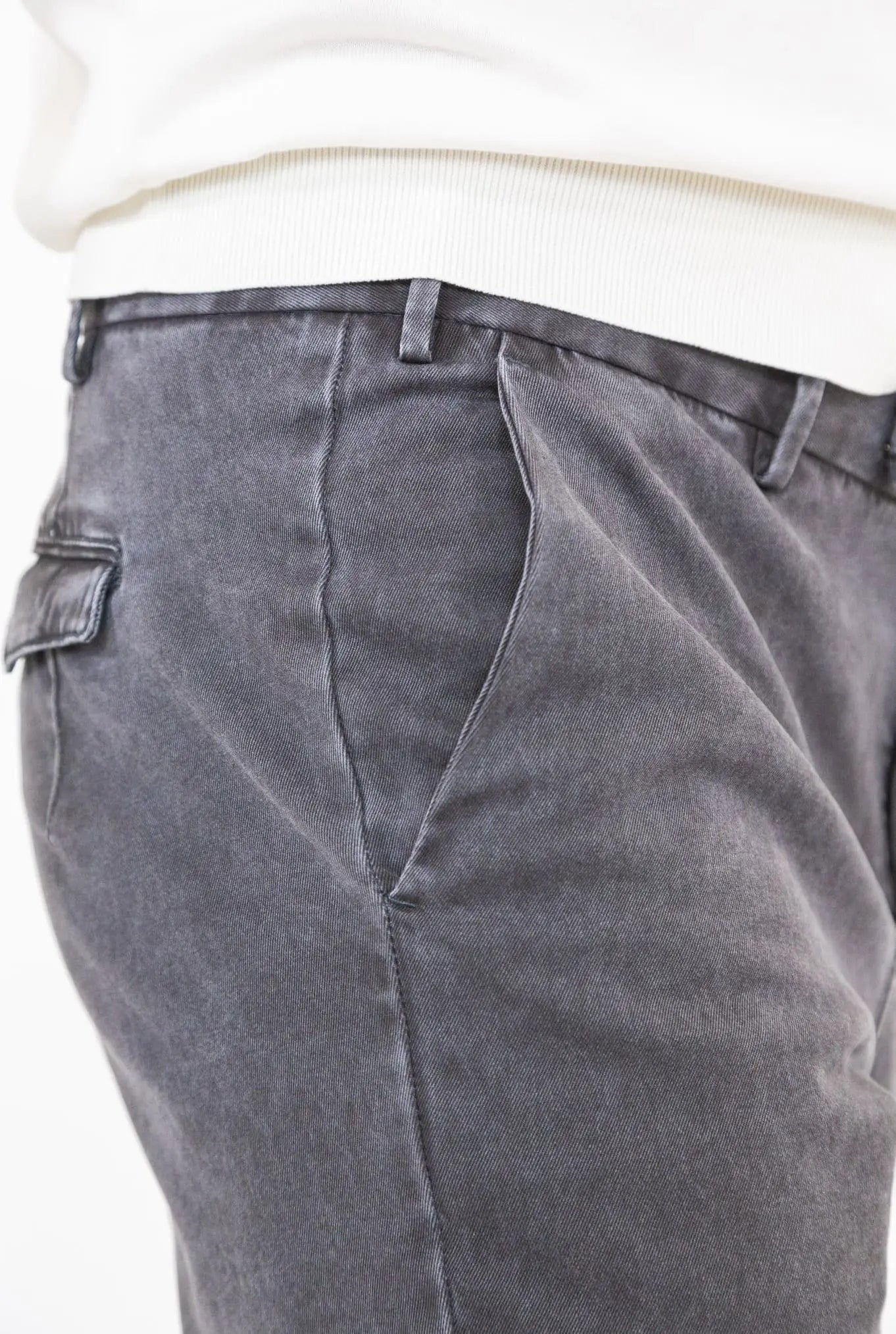 Pantaloni Chino Delavé Cotone Grigio Scuro - Guarino Store