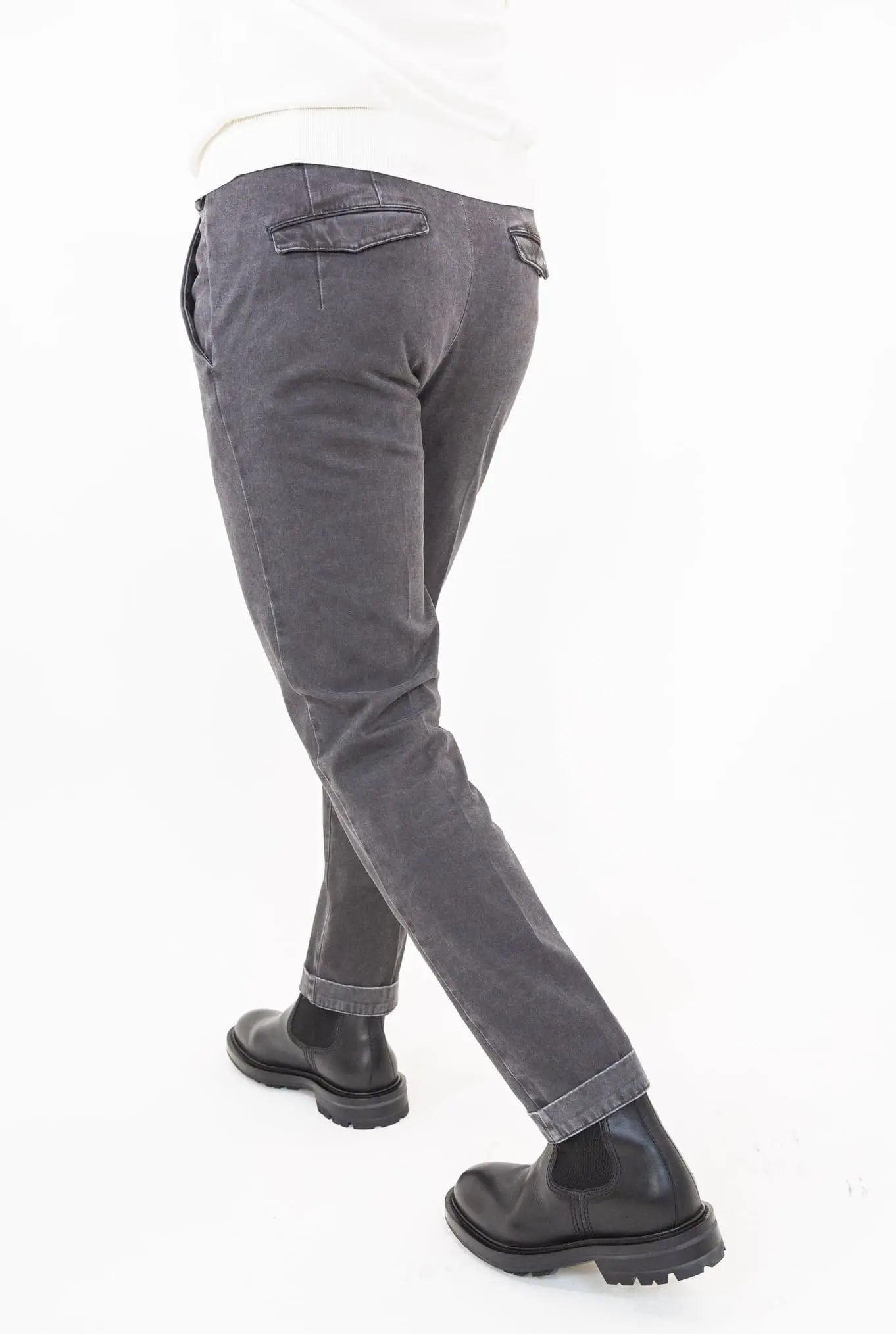 Pantaloni Chino Delavé Cotone Grigio Scuro - Guarino Store
