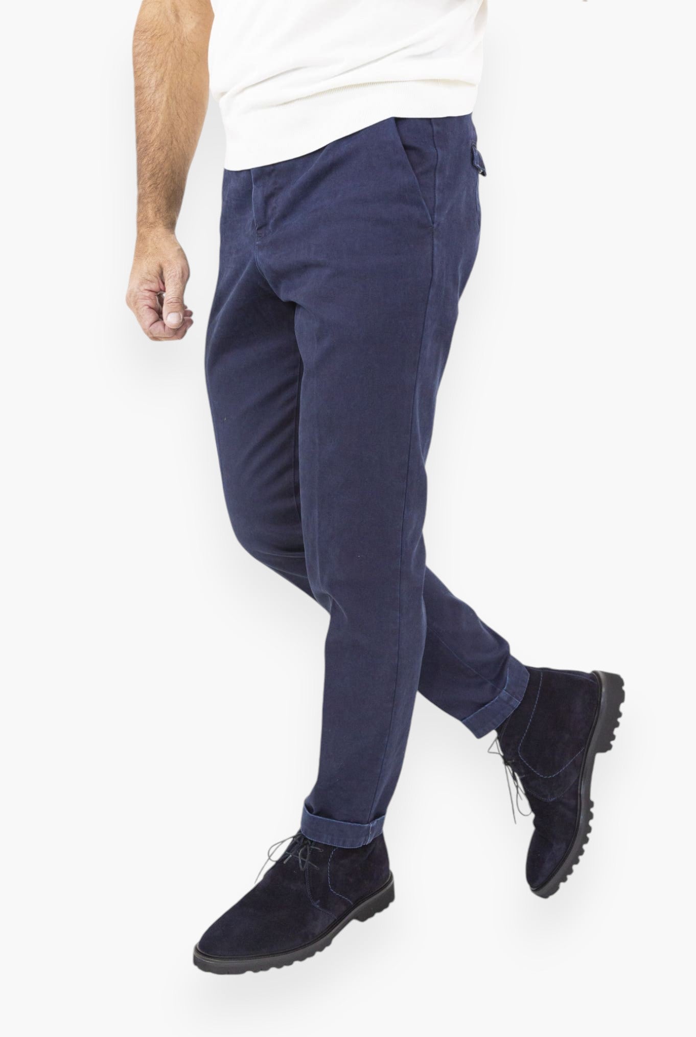 Pantaloni Chino Delavé Cotone Blu Navy - Guarino Store