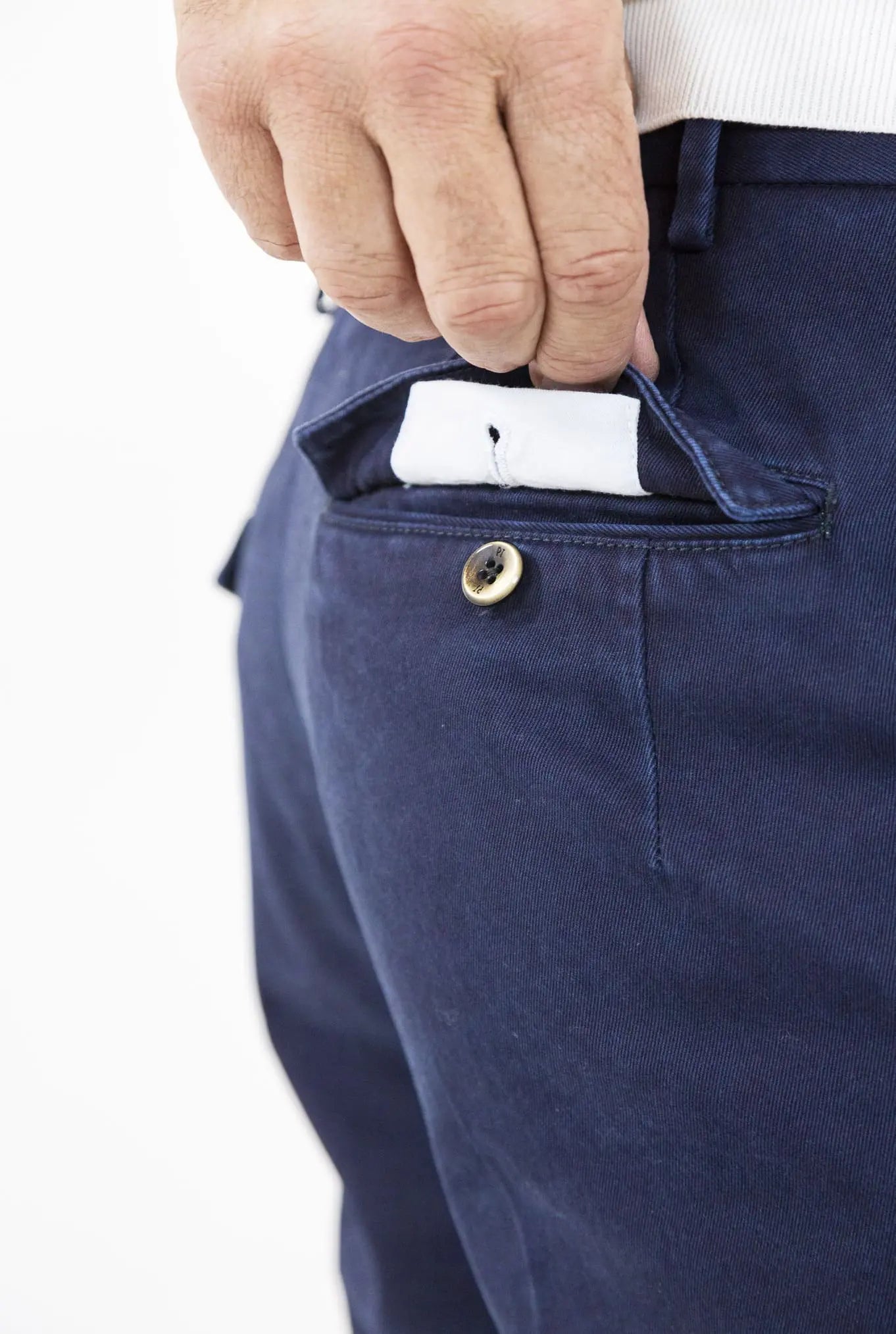 Pantaloni Chino Delavé Cotone Blu Navy - Guarino Store