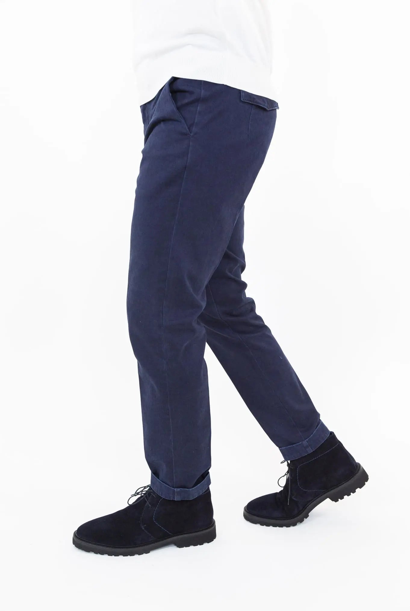 Pantaloni Chino Delavé Cotone Blu Navy - Guarino Store
