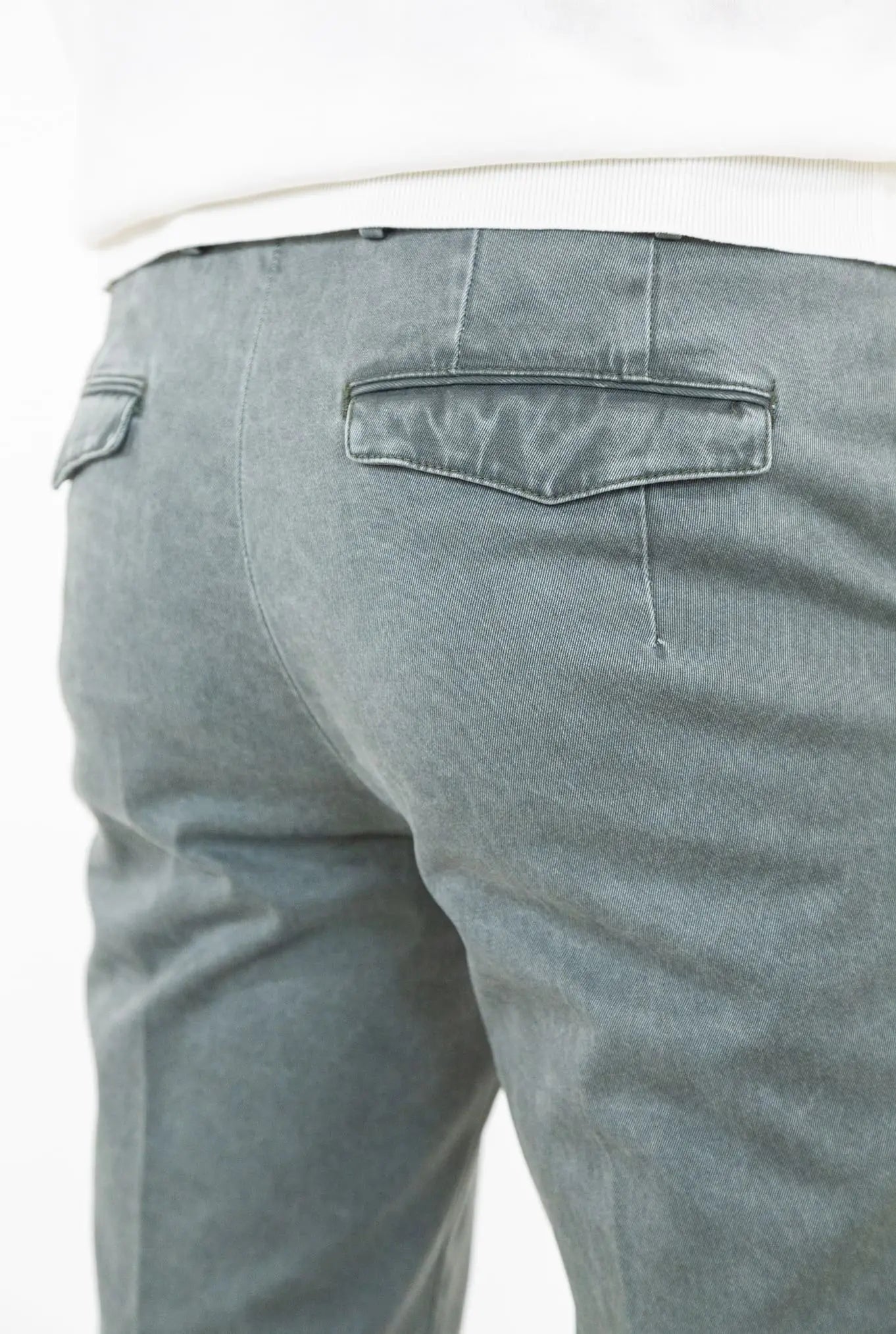 Pantaloni Chino Delavé Cotone Verde - Guarino Store