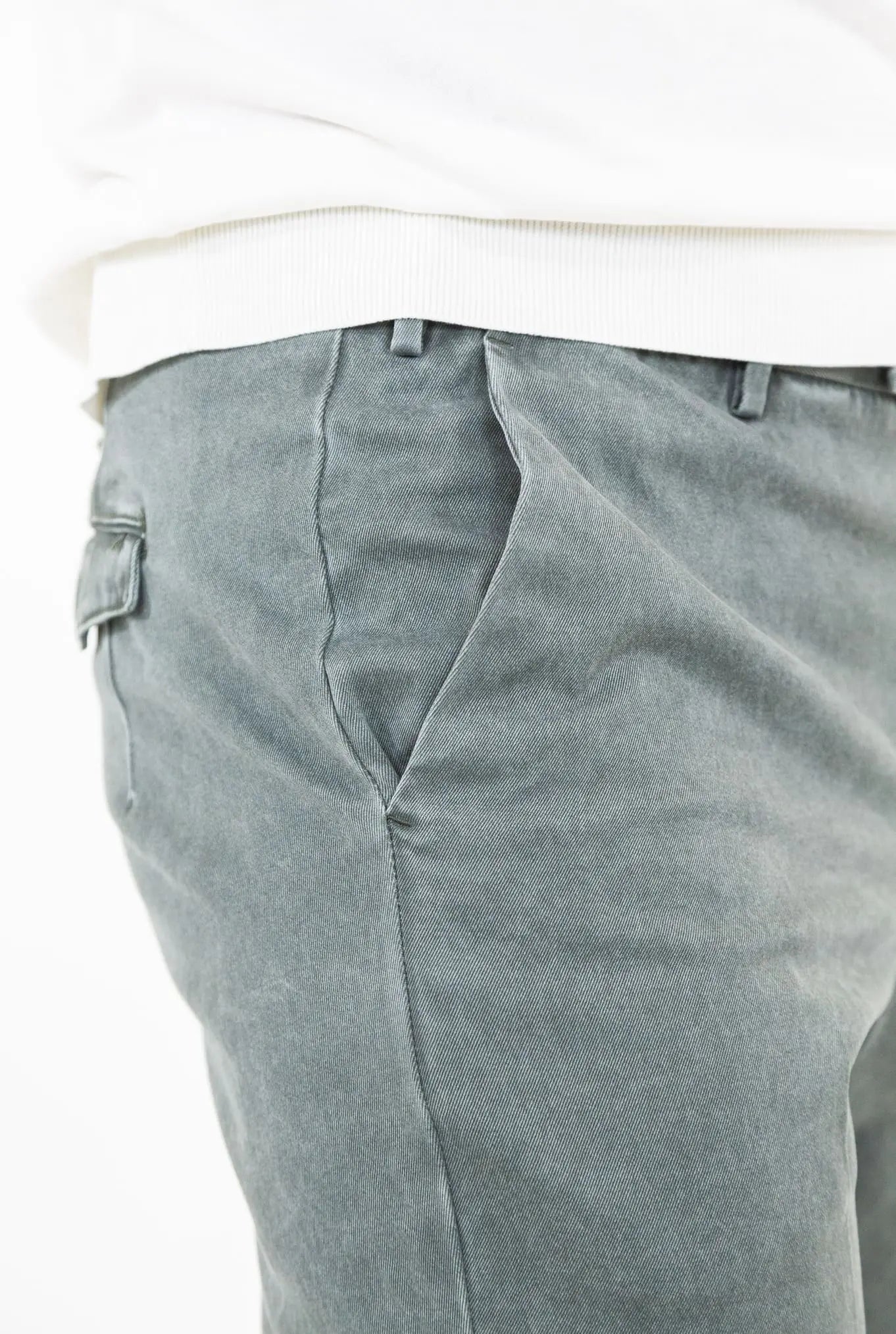 Pantaloni Chino Delavé Cotone Verde - Guarino Store