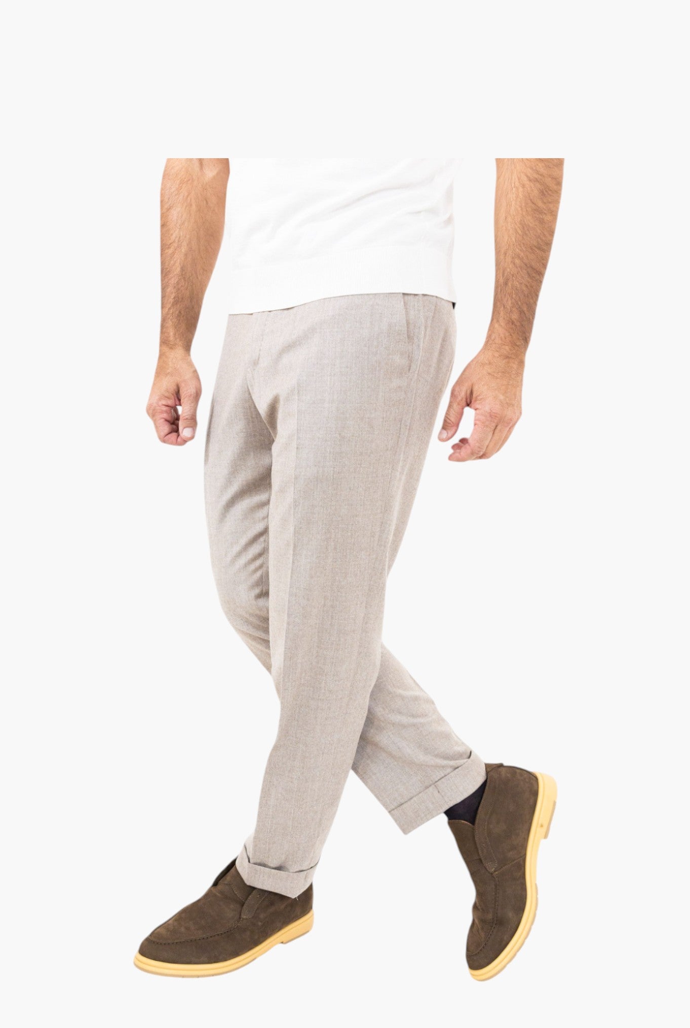 Pantaloni Lana e Seta Beige Chiaro - Guarino Store