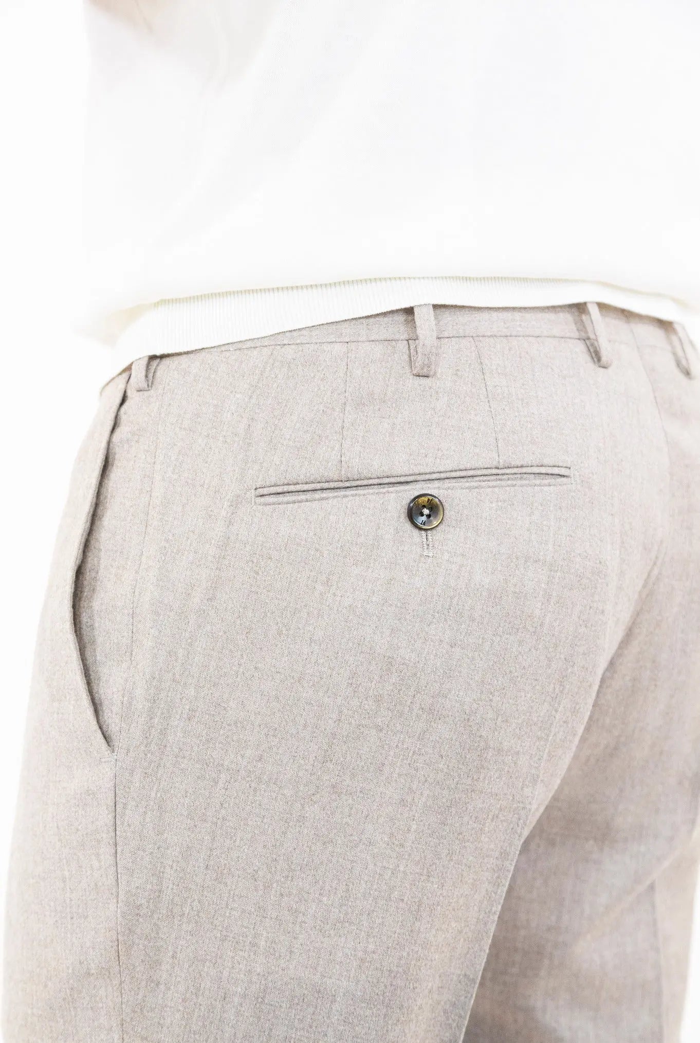 Pantaloni Lana e Seta Beige Chiaro - Guarino Store