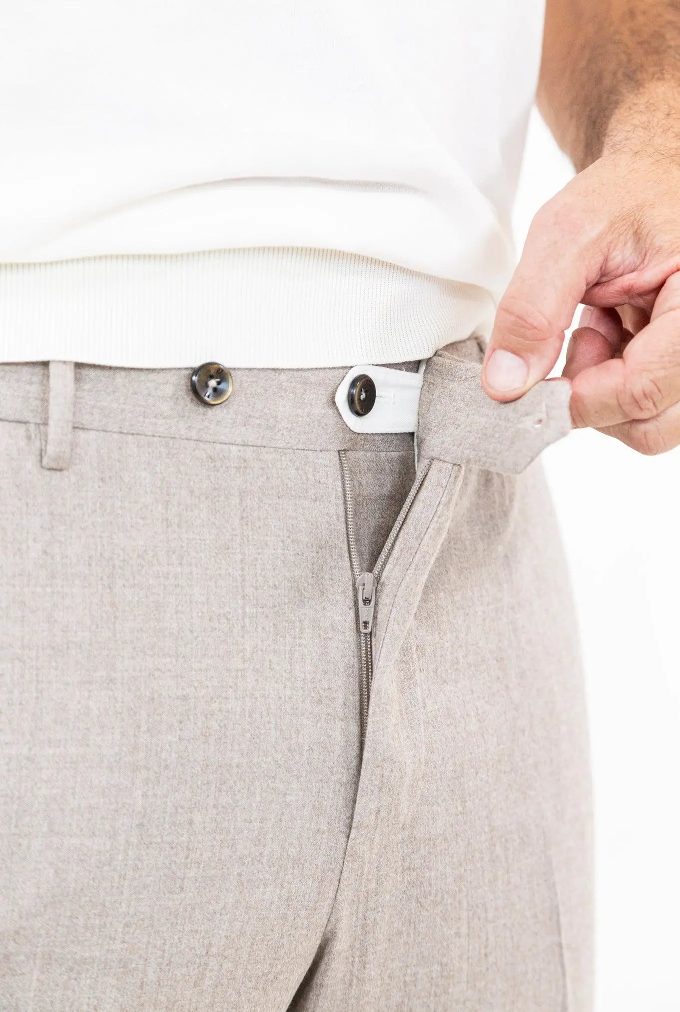 Pantaloni Lana e Seta Beige Chiaro - Guarino Store