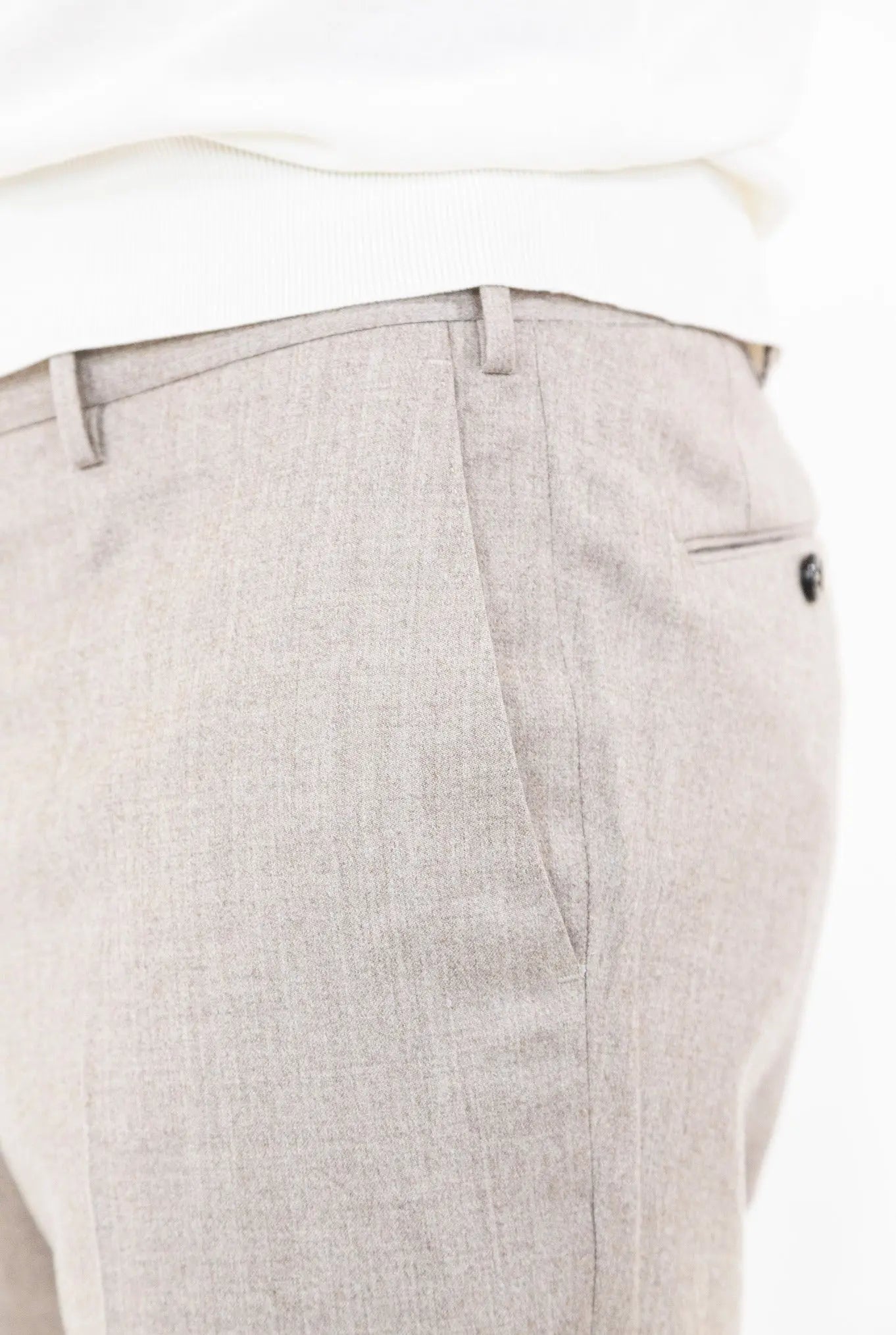 Pantaloni Lana e Seta Beige Chiaro - Guarino Store