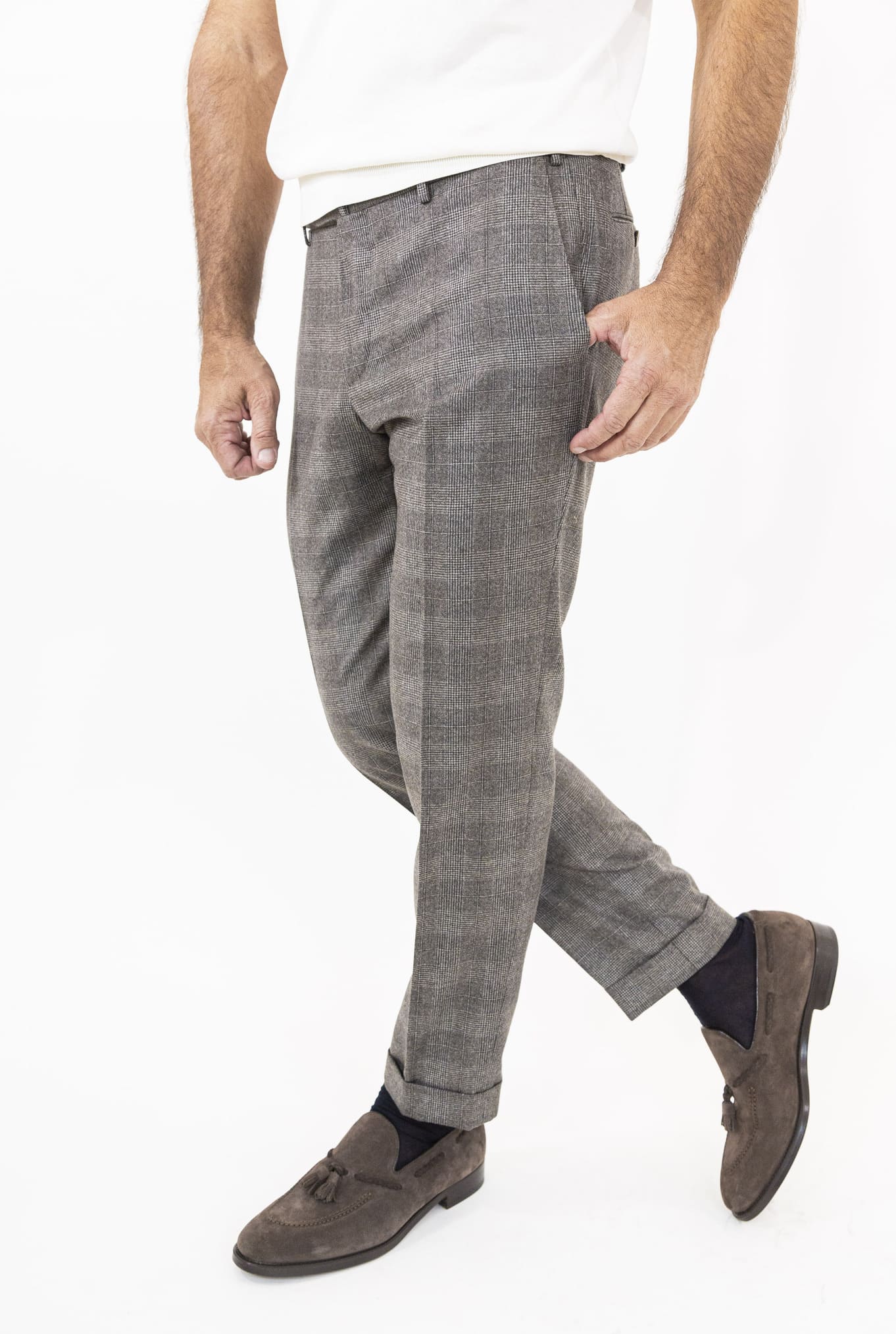 Pantaloni Principe di Galles Beige - Guarino Store