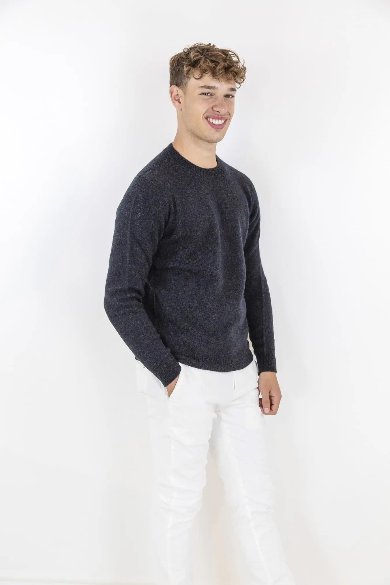 Girocollo Merino Baby Camel Nero - Guarino Store