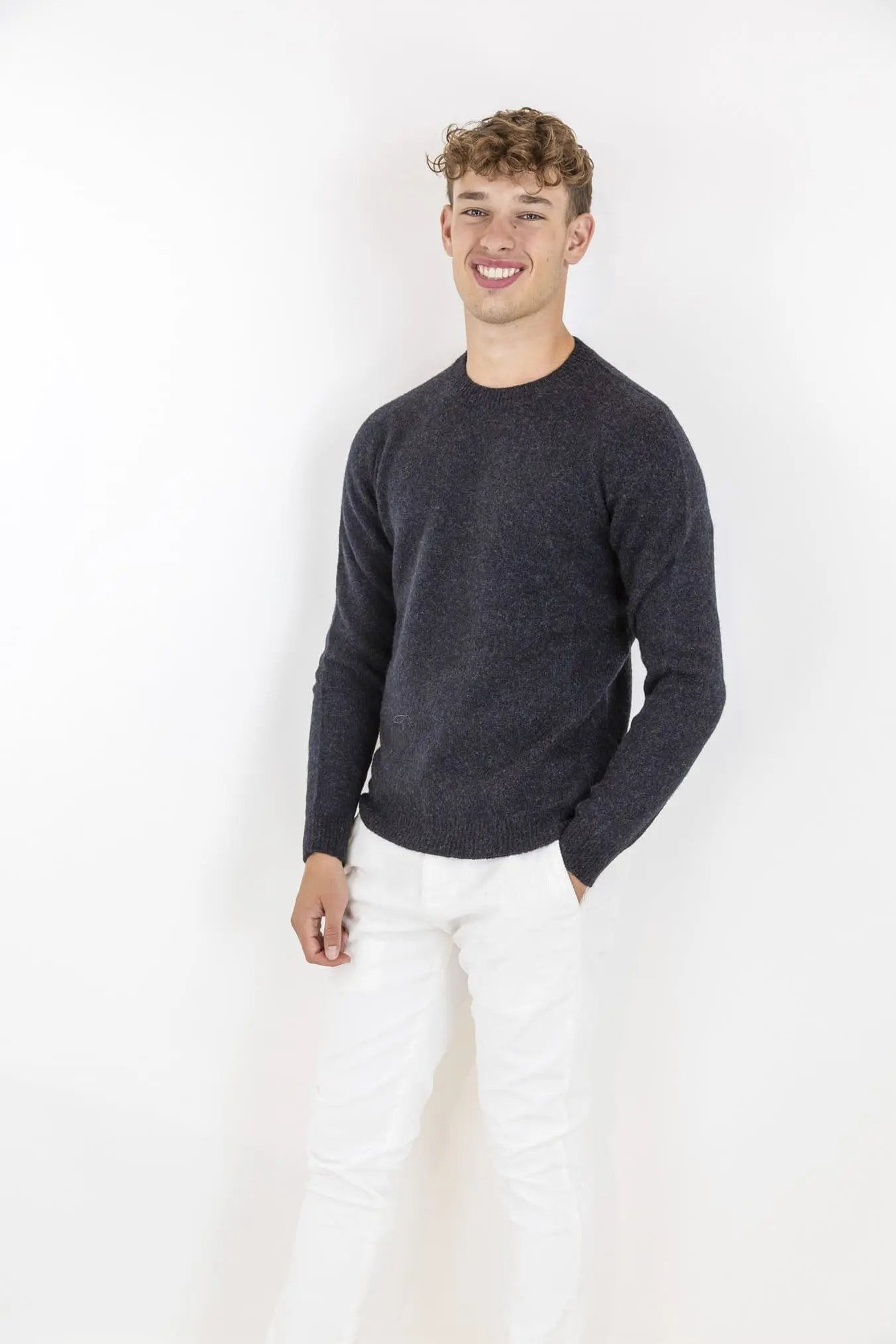 Girocollo Merino Baby Camel Nero - Guarino Store