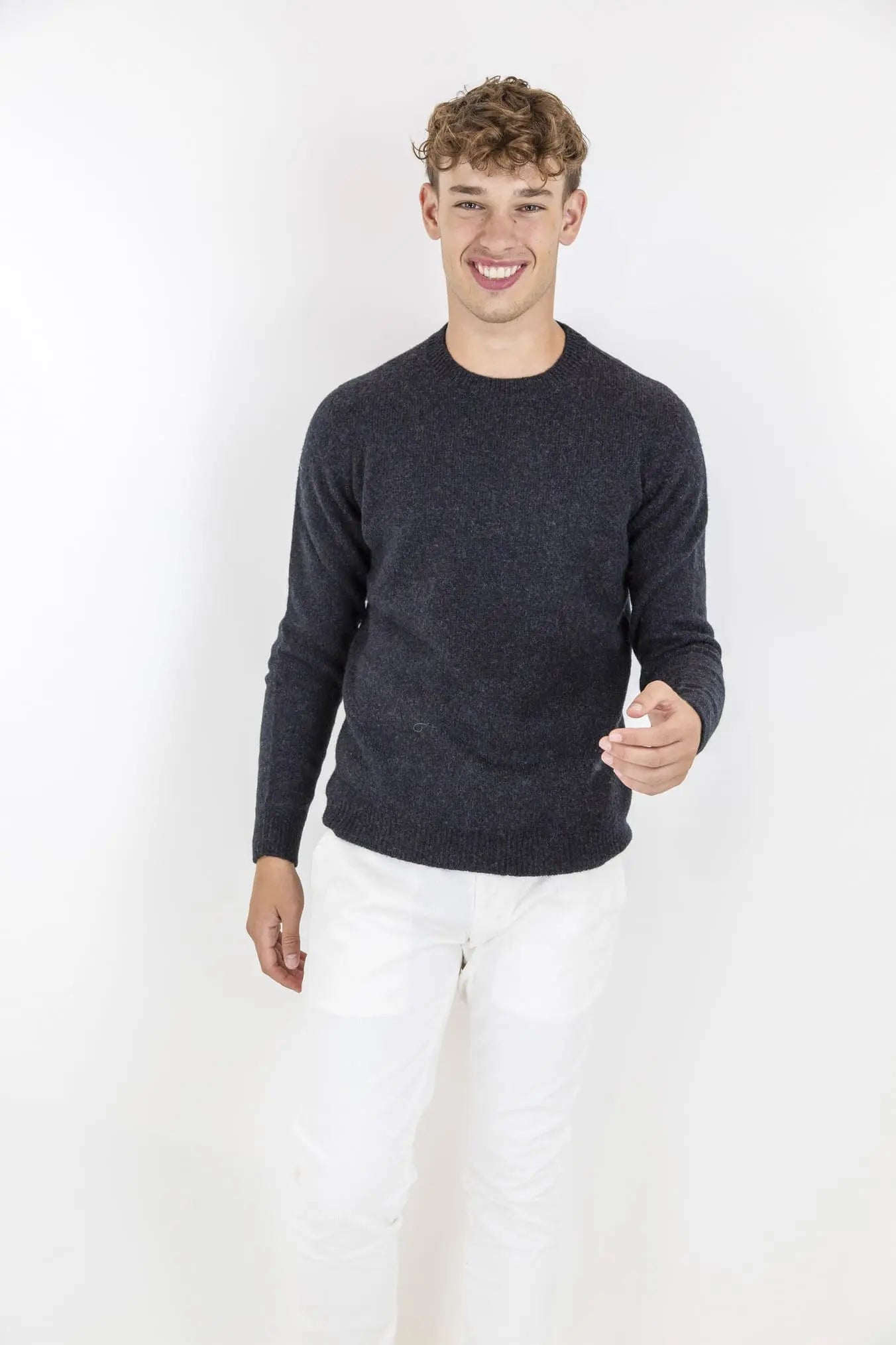 Girocollo Merino Baby Camel Nero - Guarino Store