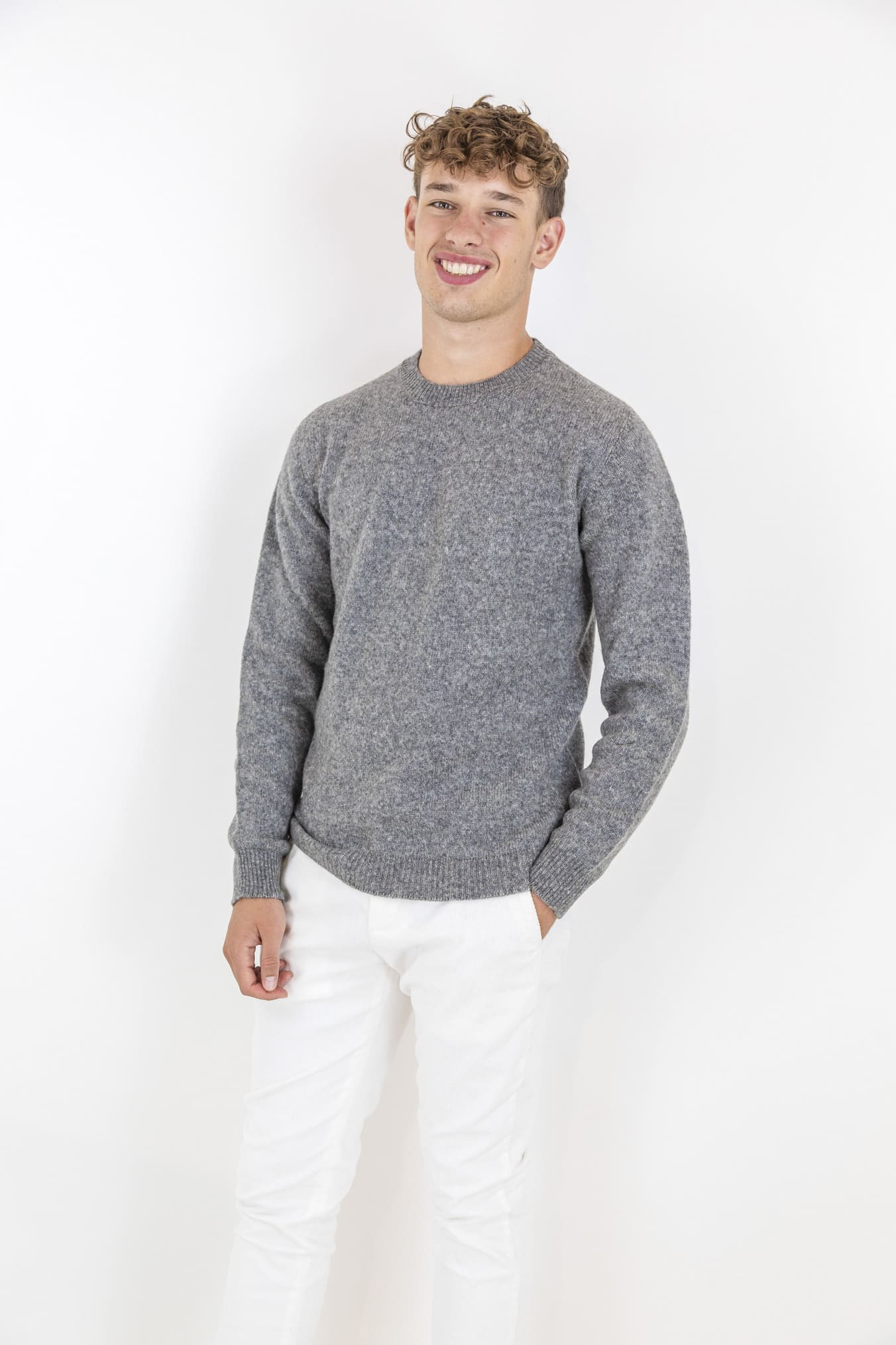 Girocollo Merino Baby Camel Grigio - Guarino Store