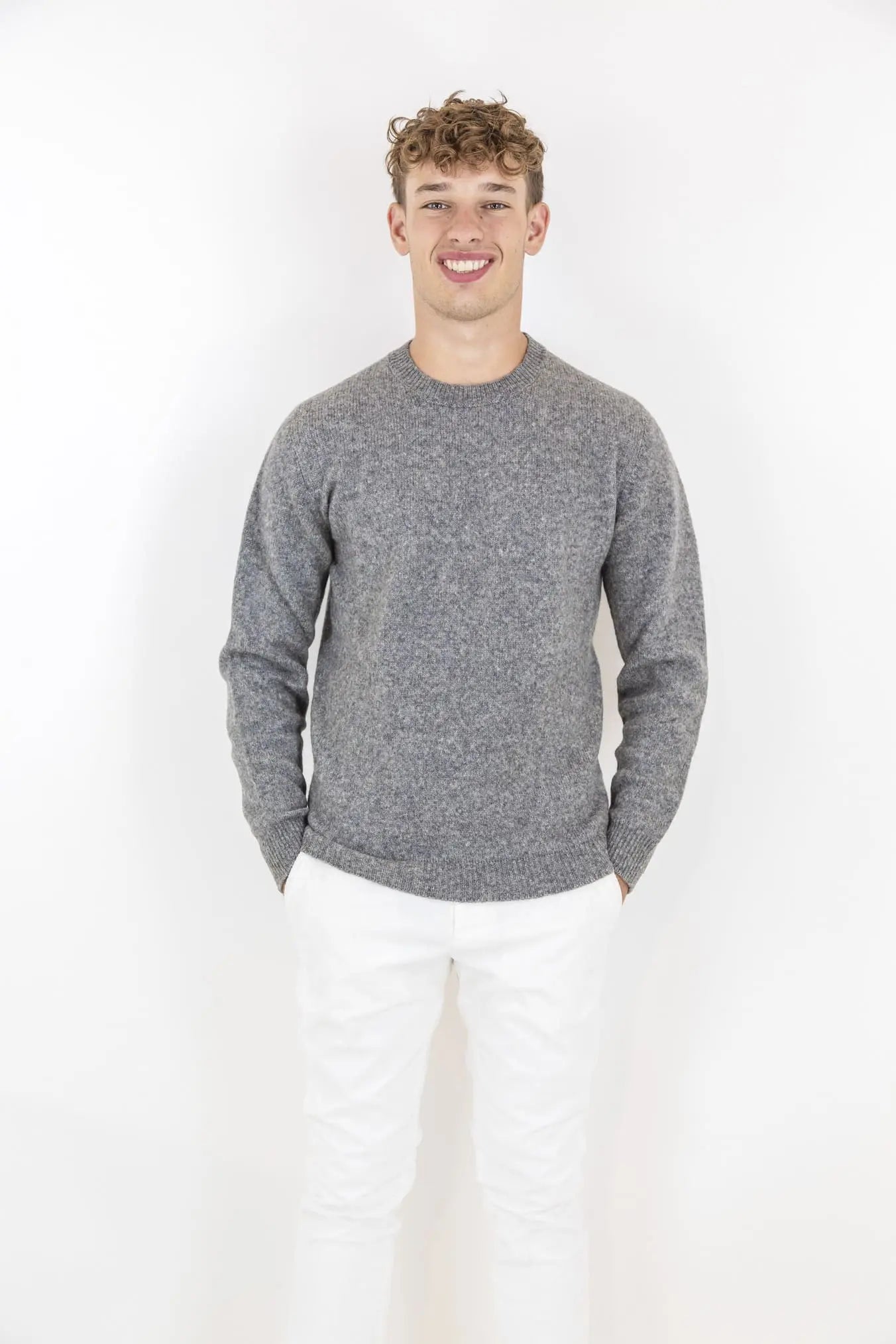 Girocollo Merino Baby Camel Grigio - Guarino Store