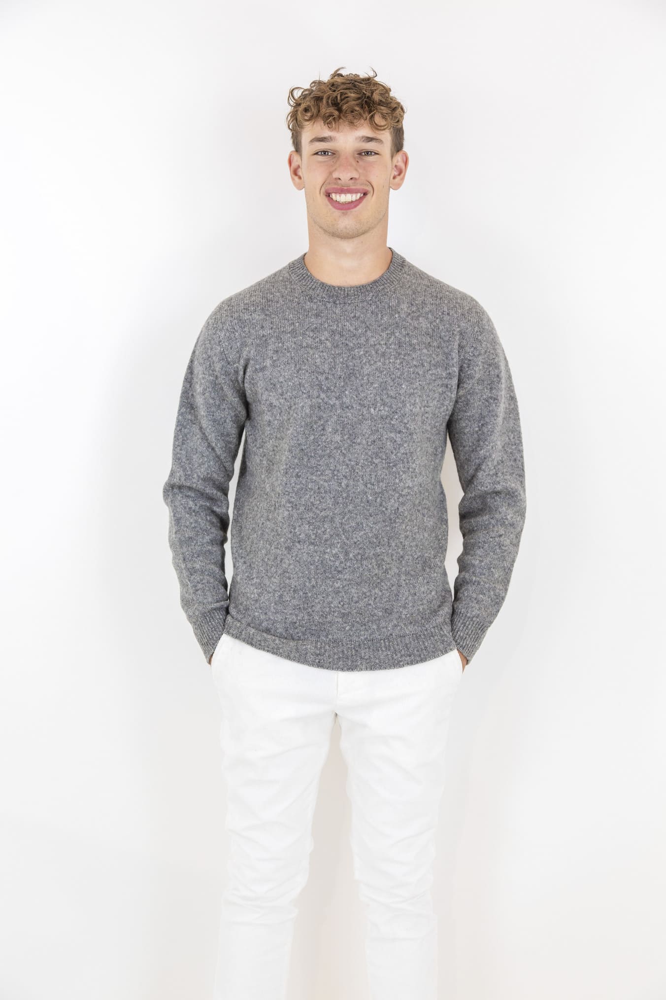 Girocollo Merino Baby Camel Grigio - Guarino Store