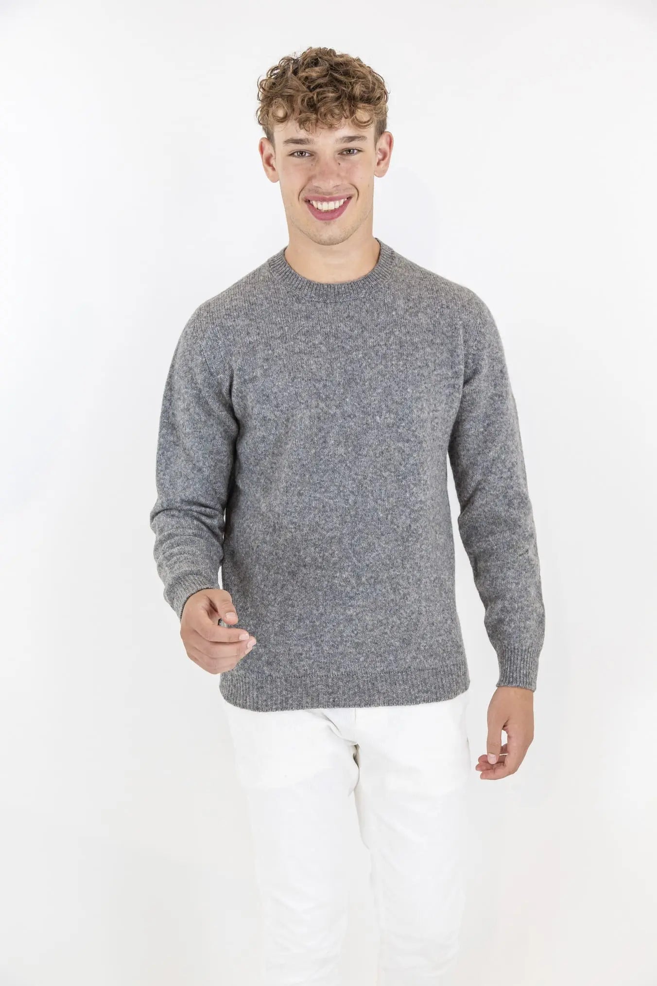 Girocollo Merino Baby Camel Grigio - Guarino Store