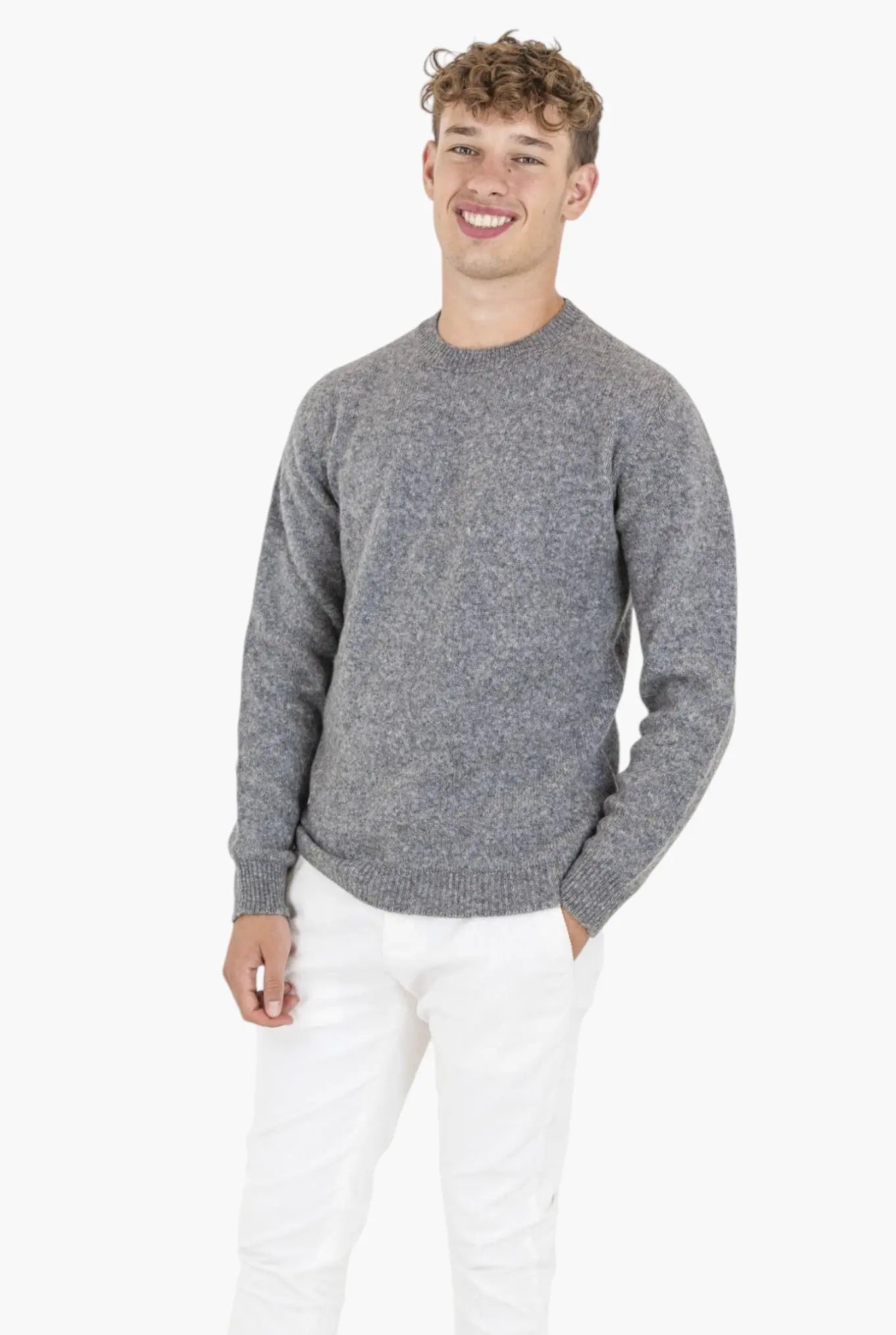 Girocollo Merino Baby Camel Grigio - Guarino Store