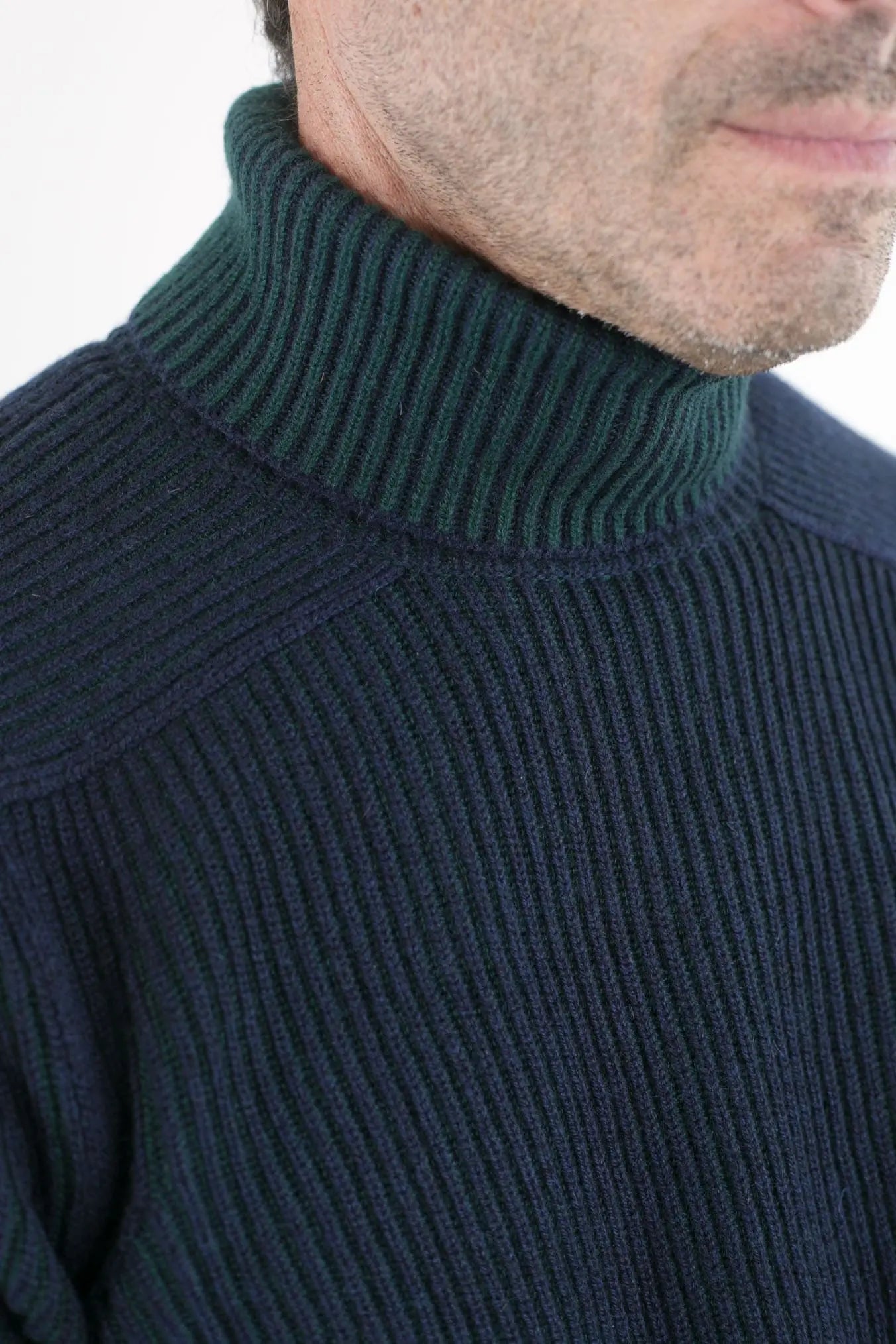 Dolcevita Reversibile Dinghy Roll Cashmere Blu Verde - Guarino Store