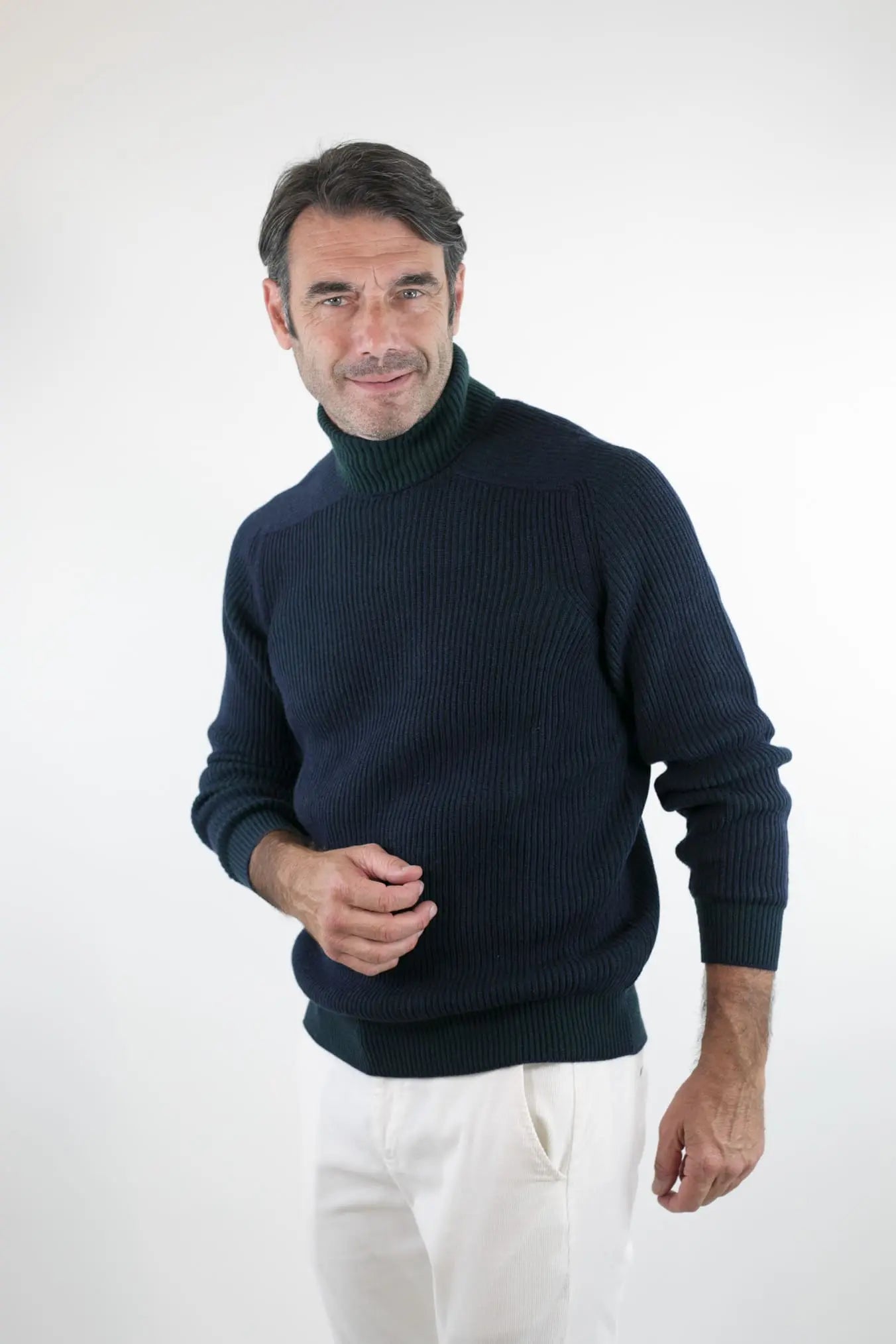 Dolcevita Reversibile Dinghy Roll Cashmere Blu Verde - Guarino Store