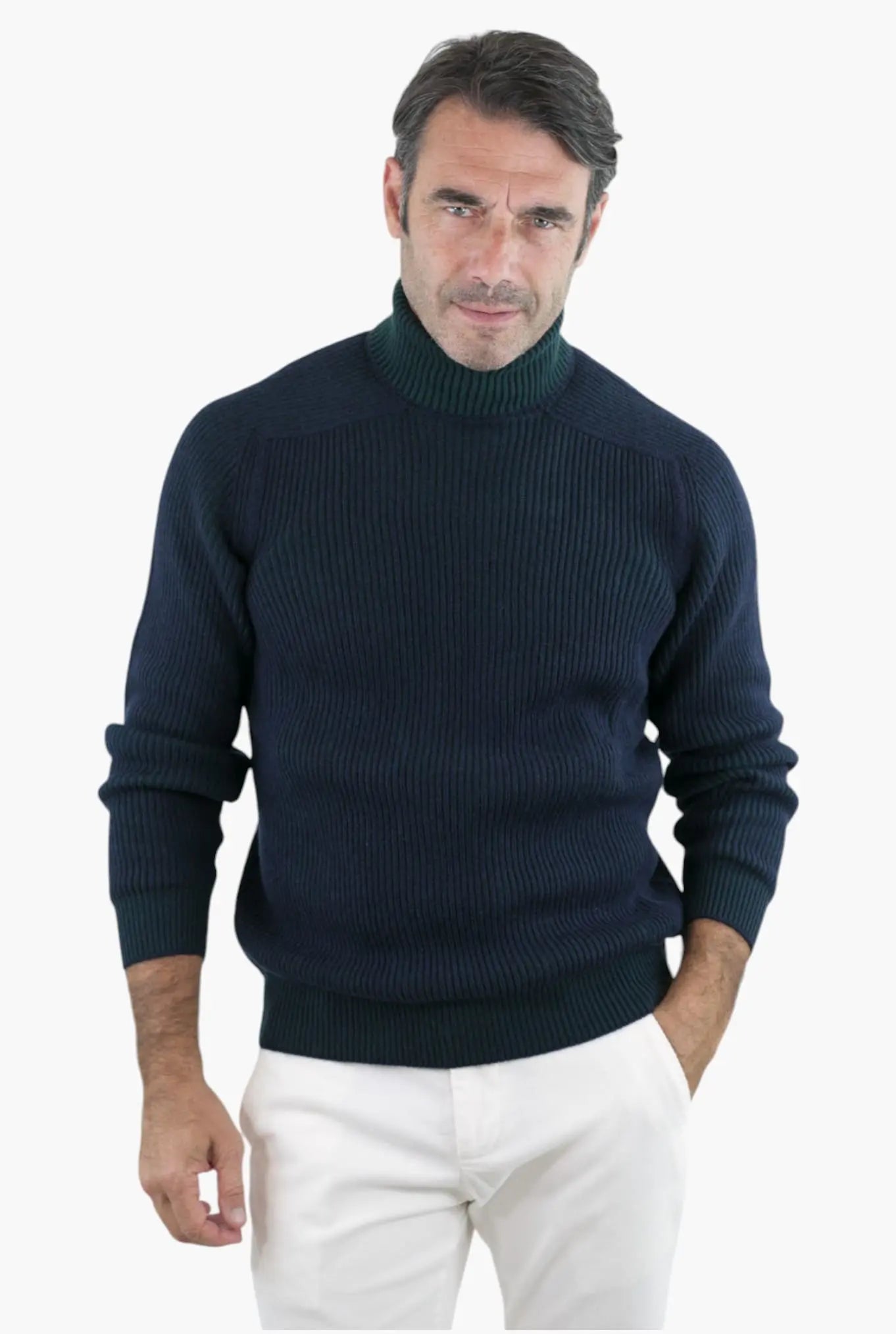 Dolcevita Reversibile Dinghy Roll Cashmere Blu Verde - Guarino Store