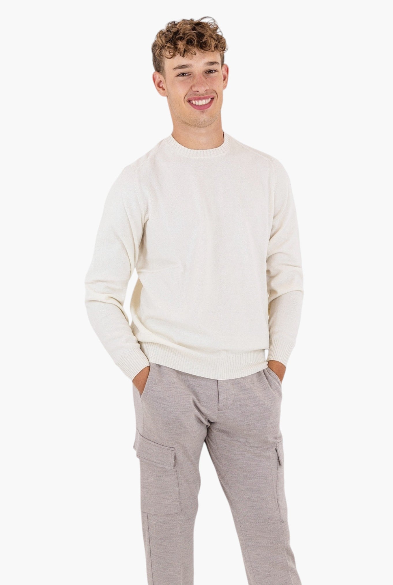 Girocollo Cashmere Bianco Panna - Guarino Store