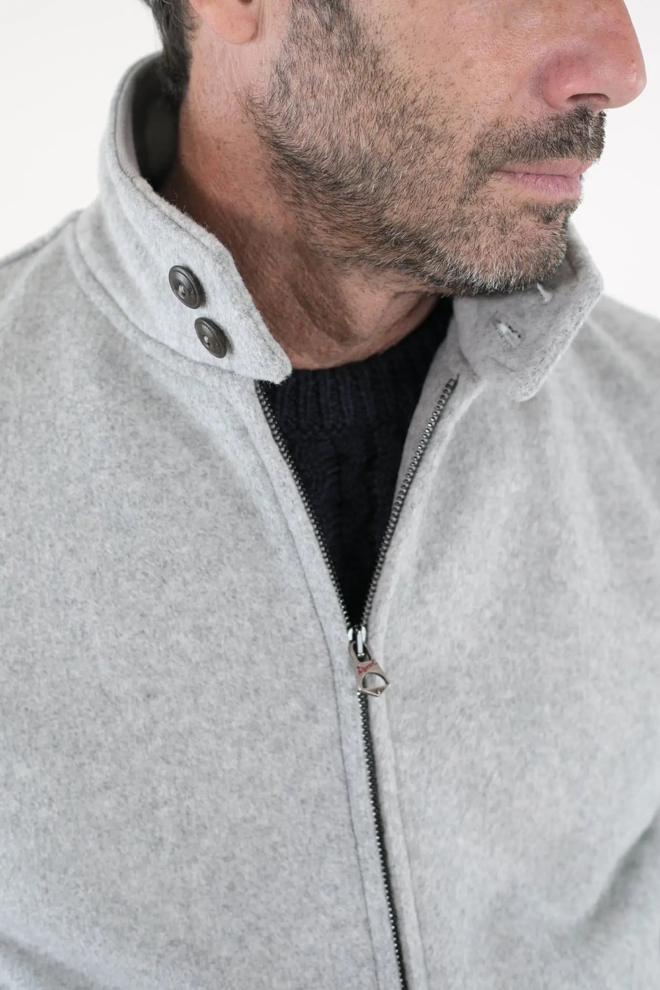 Giubbotto in Panno Grigio Chiaro con Zip - Guarino Store
