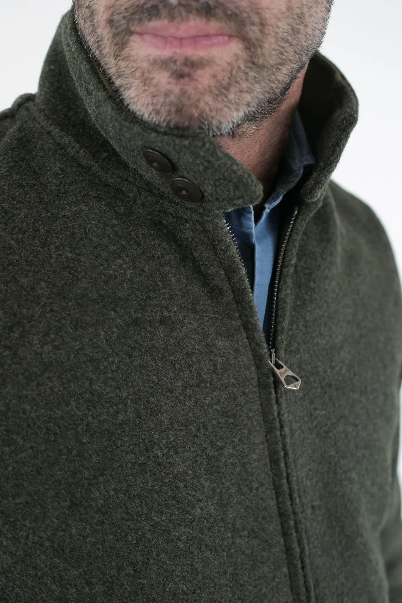 Giubbotto in Panno Verde Bottiglia con Zip - Guarino Store