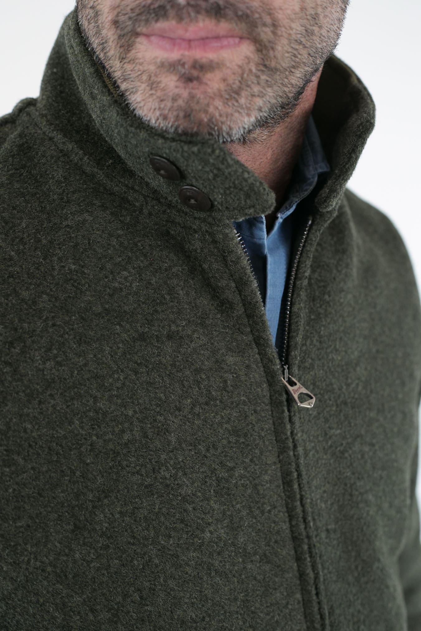 Giubbotto in Panno Verde Bottiglia con Zip - Guarino Store