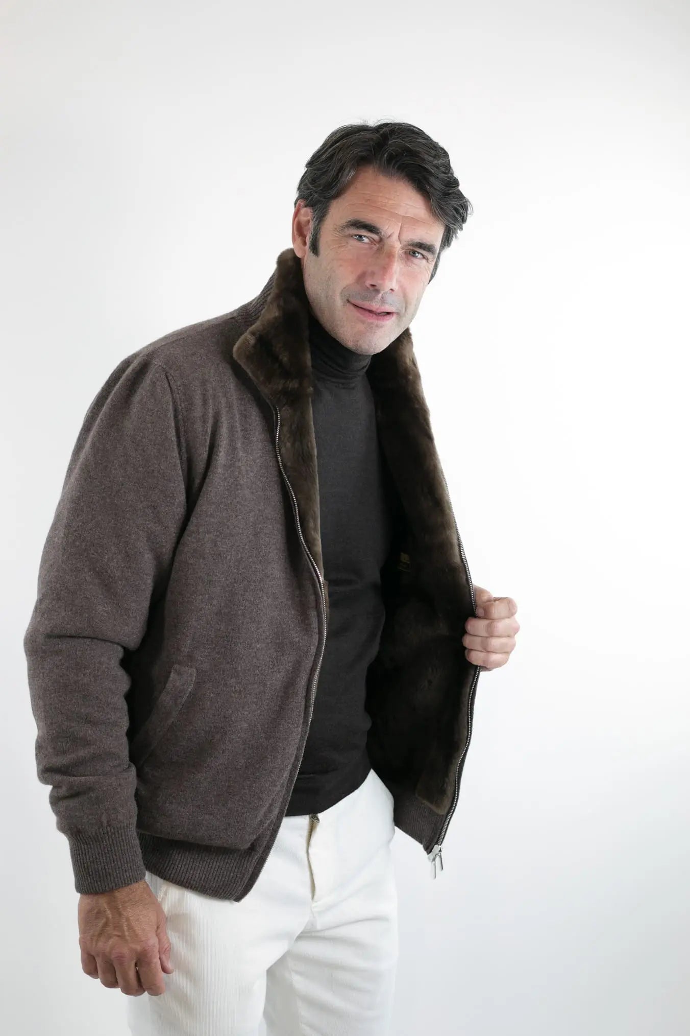 Giubbotto Cashmere Castorino Tortora - Guarino Store