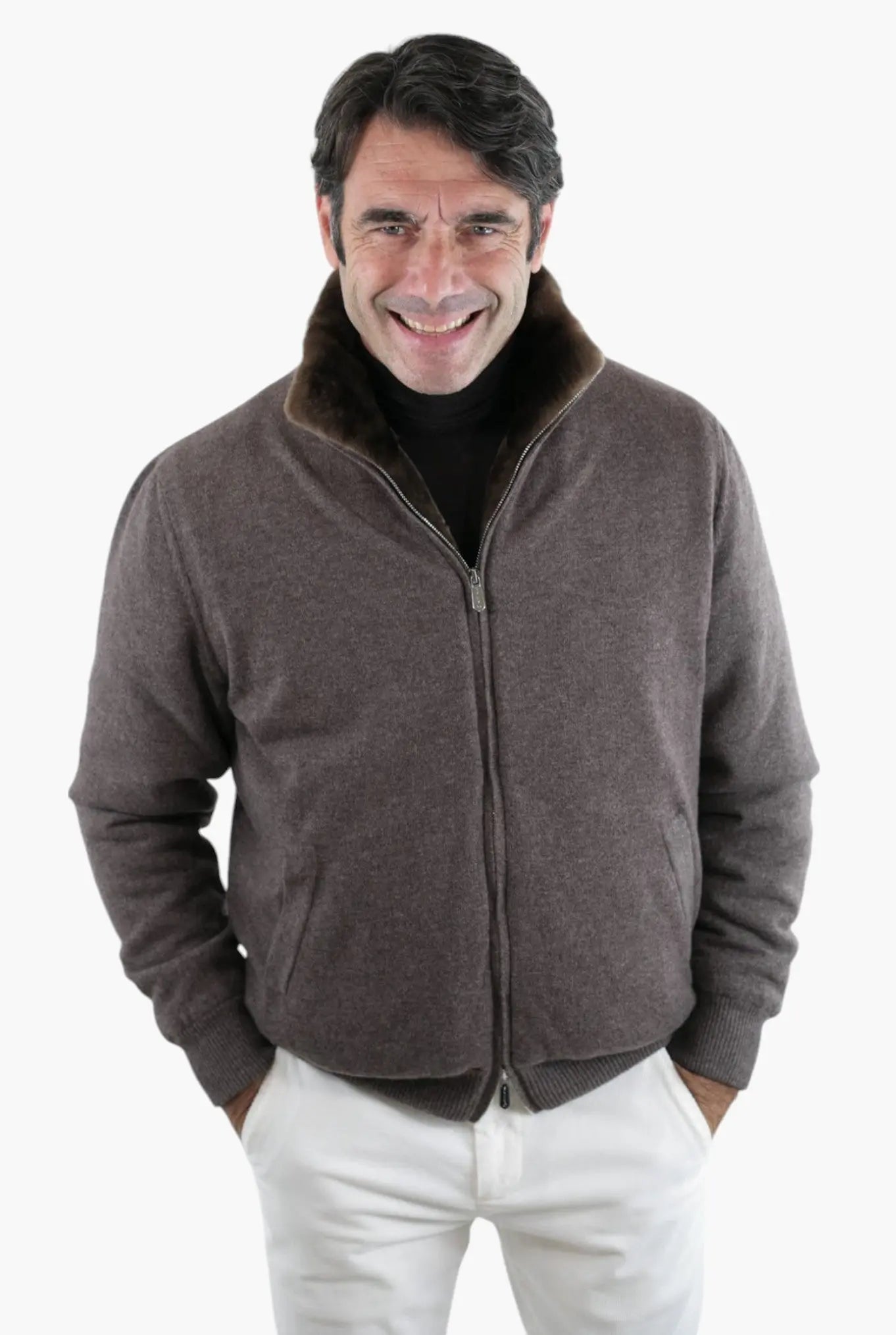 Giubbotto Cashmere Castorino Tortora - Guarino Store