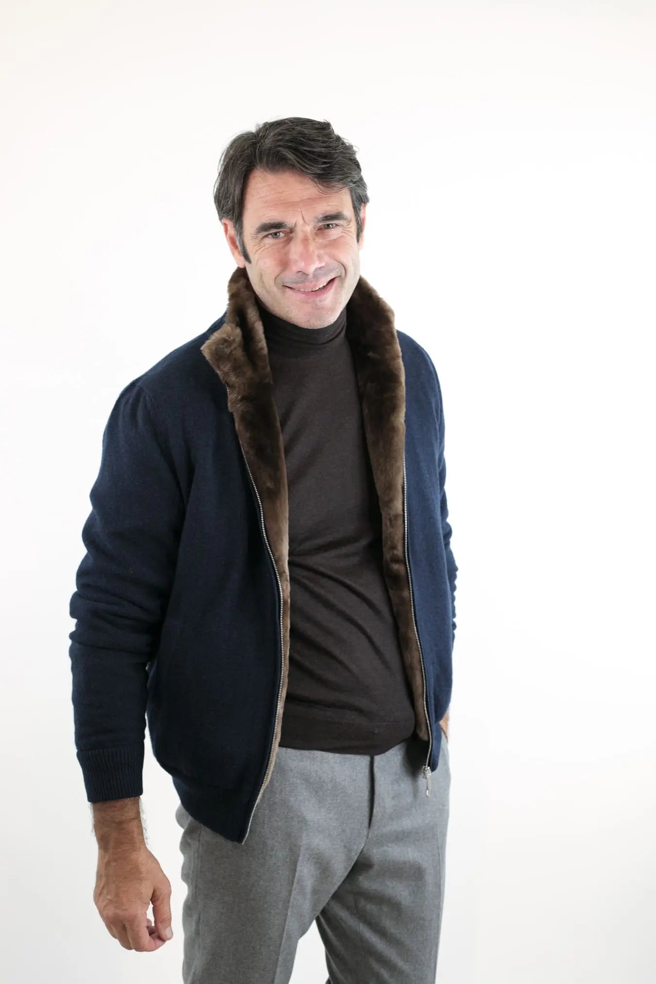 Giubbotto Cashmere Castorino Blu - Guarino Store
