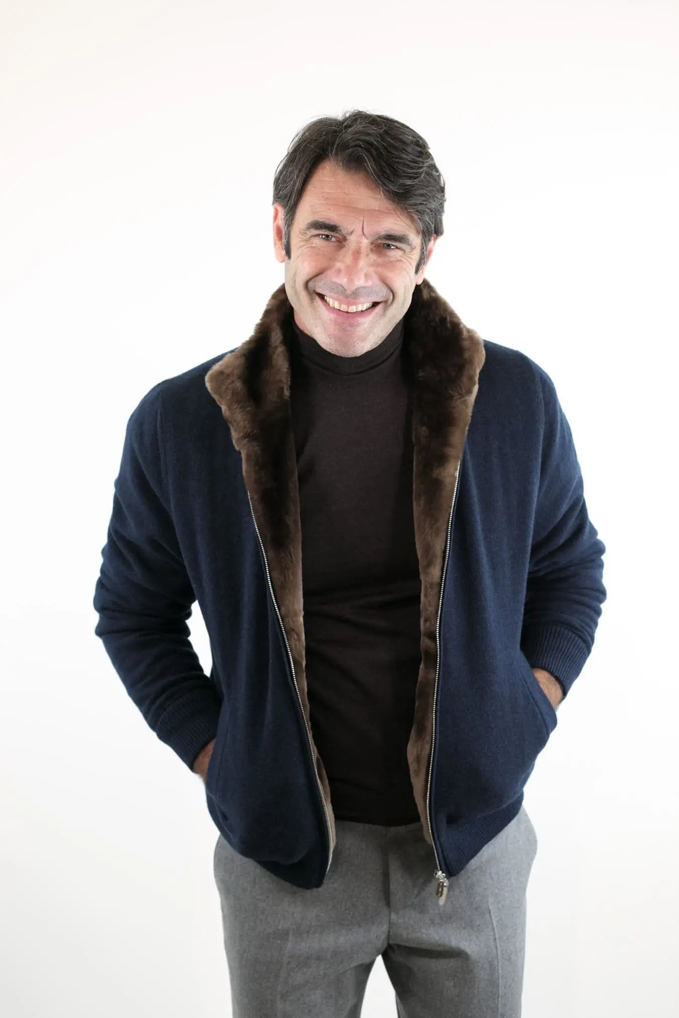 Giubbotto Cashmere Castorino Blu - Guarino Store