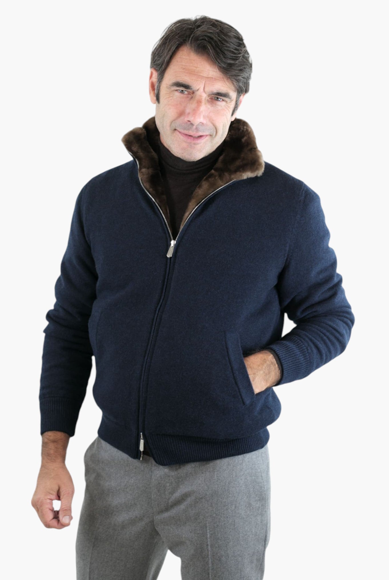 Giubbotto Cashmere Castorino Blu - Guarino Store