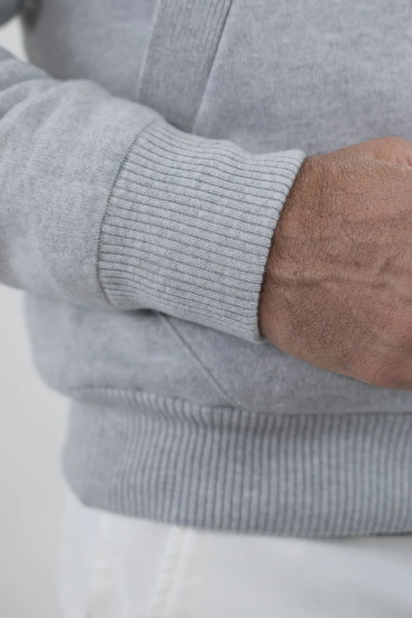 Bomber con Cappuccio in Cashmere e Castorino Grigio Perla