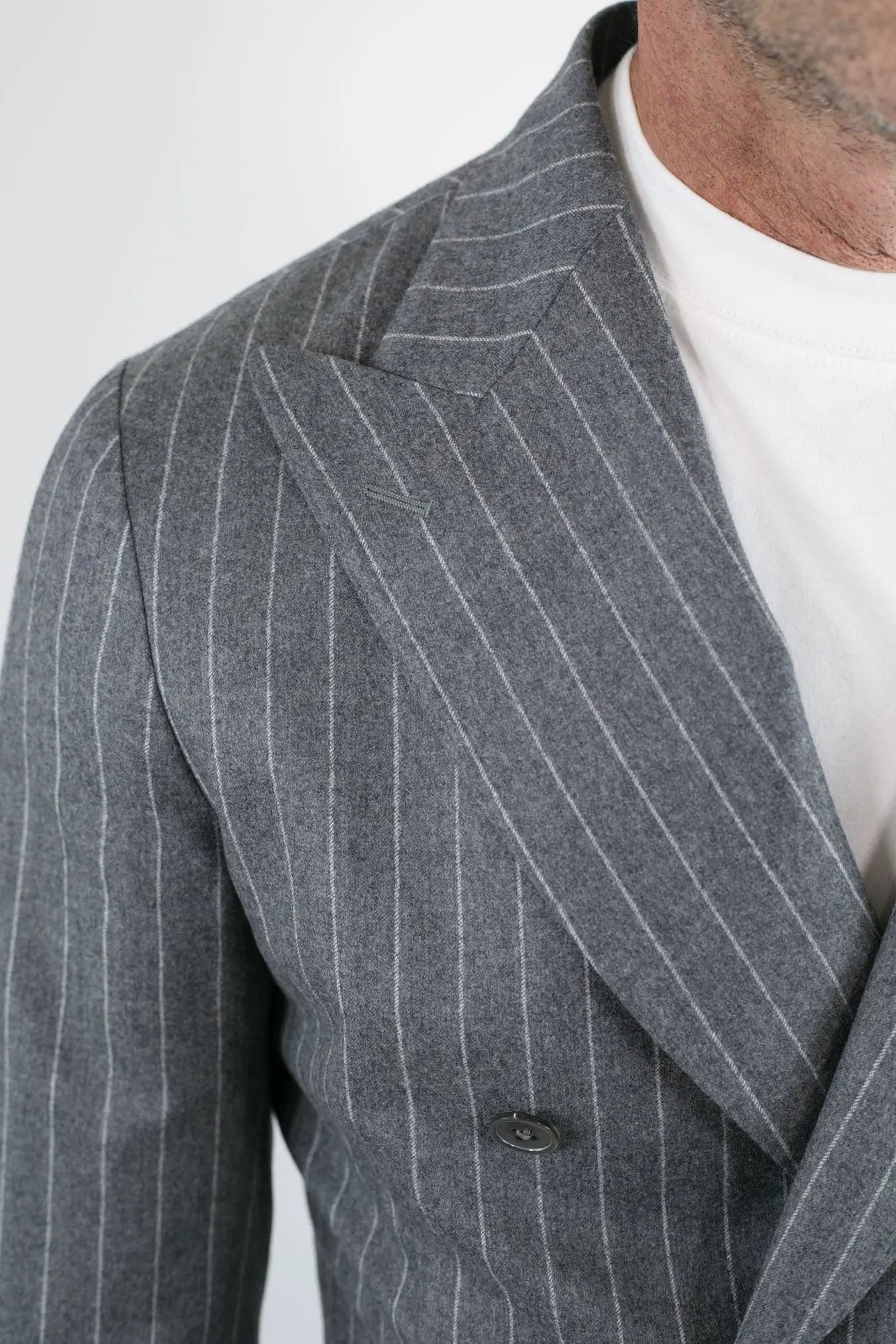 TOMBOLINI Abito Gessato Doppiopetto Lana Super 120's Tessuto Vitale Barberis Canonico
