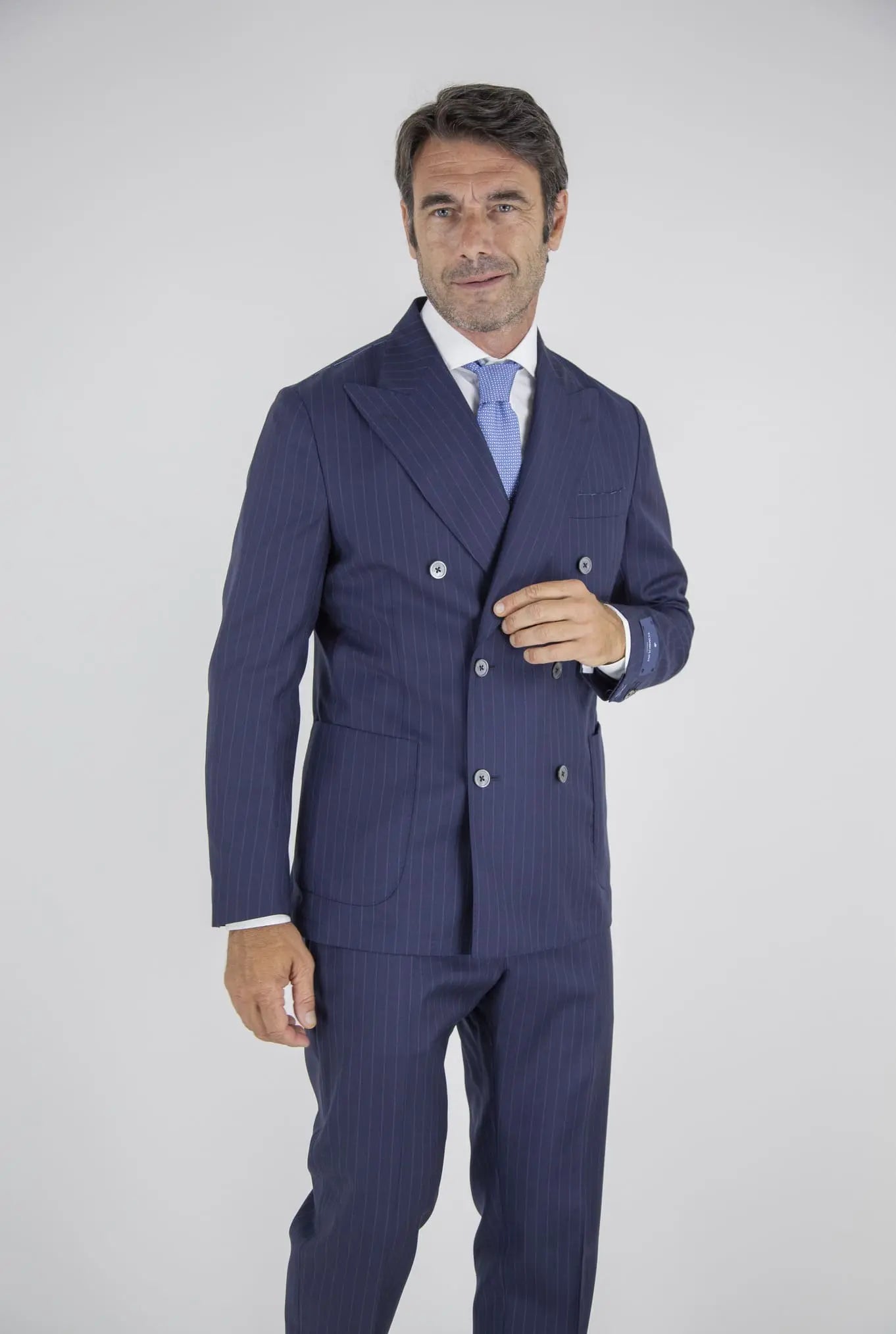 Abito Gessato Blu Doppiopetto Zero Gravity Blu - Guarino Store