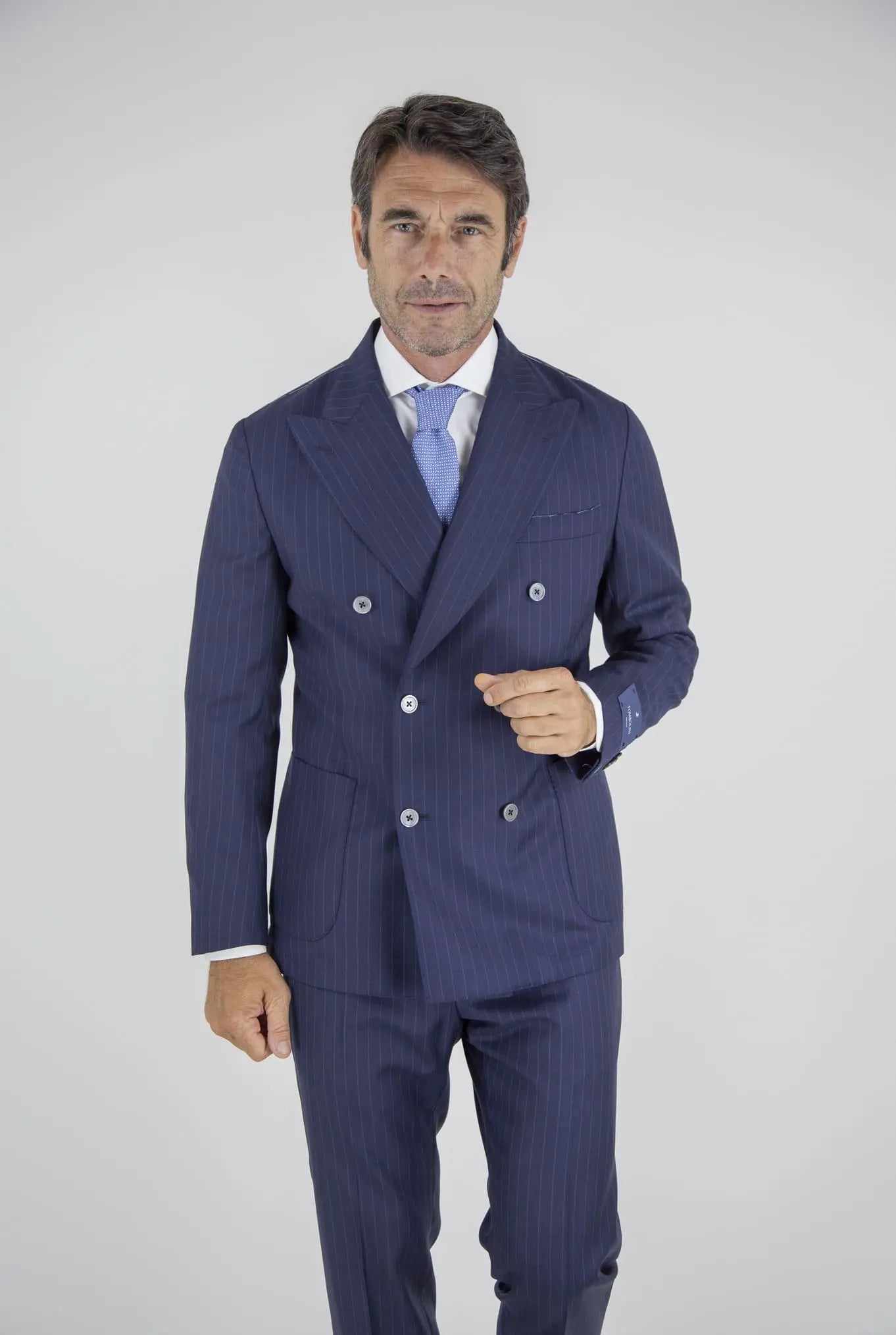 Abito Gessato Blu Doppiopetto Zero Gravity Blu - Guarino Store