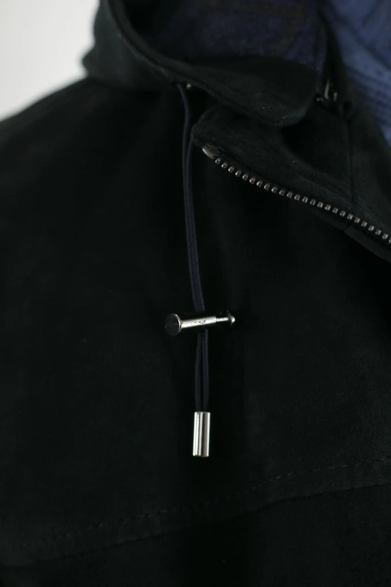Giubbino Suede Blu con Cappuccio Tessuto Loro Piana - Guarino Store