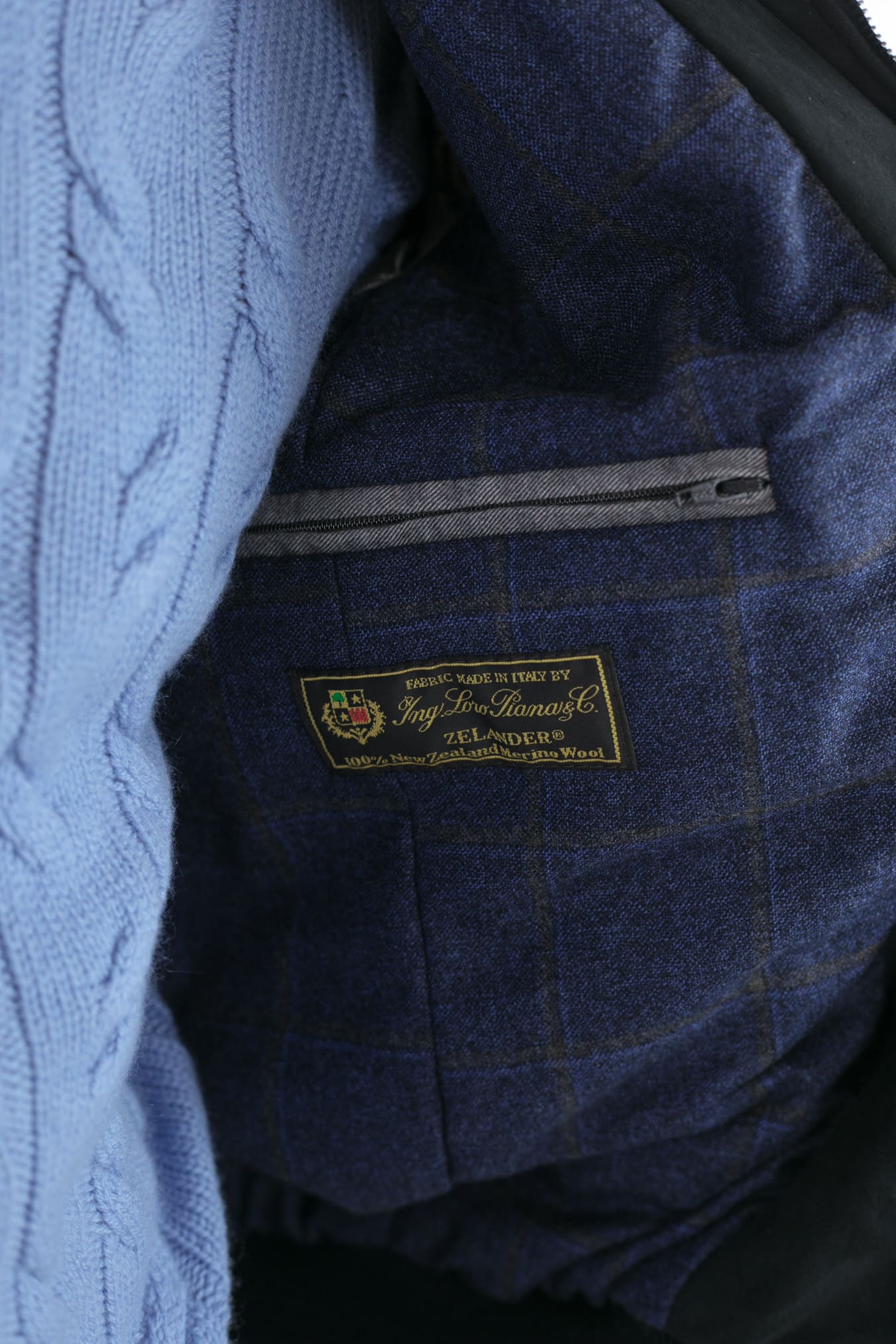 Giubbino Suede Blu con Cappuccio Tessuto Loro Piana - Guarino Store