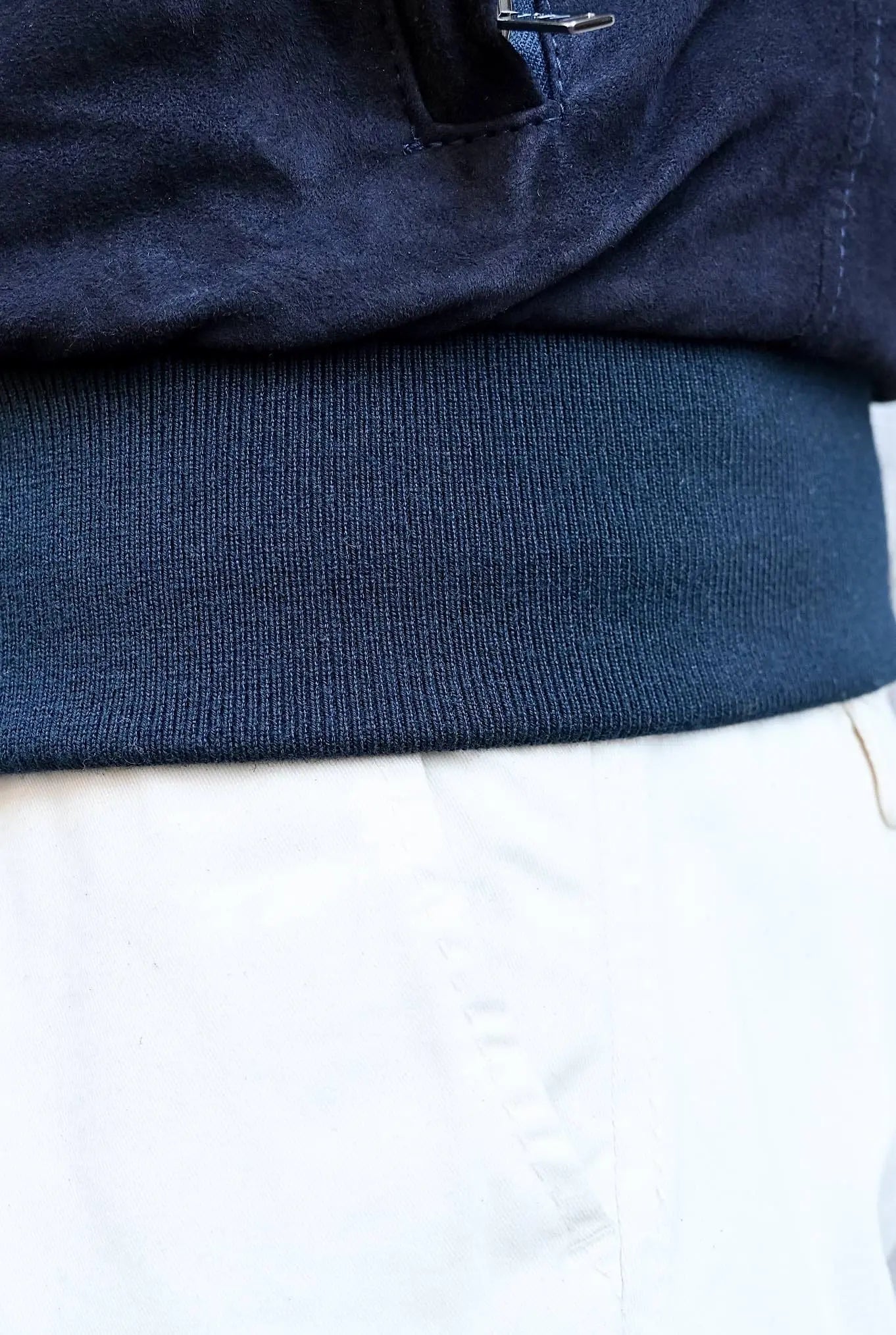 Giubbino Reversibile in Suede e Piuma D'Oca Blu - Guarino Store