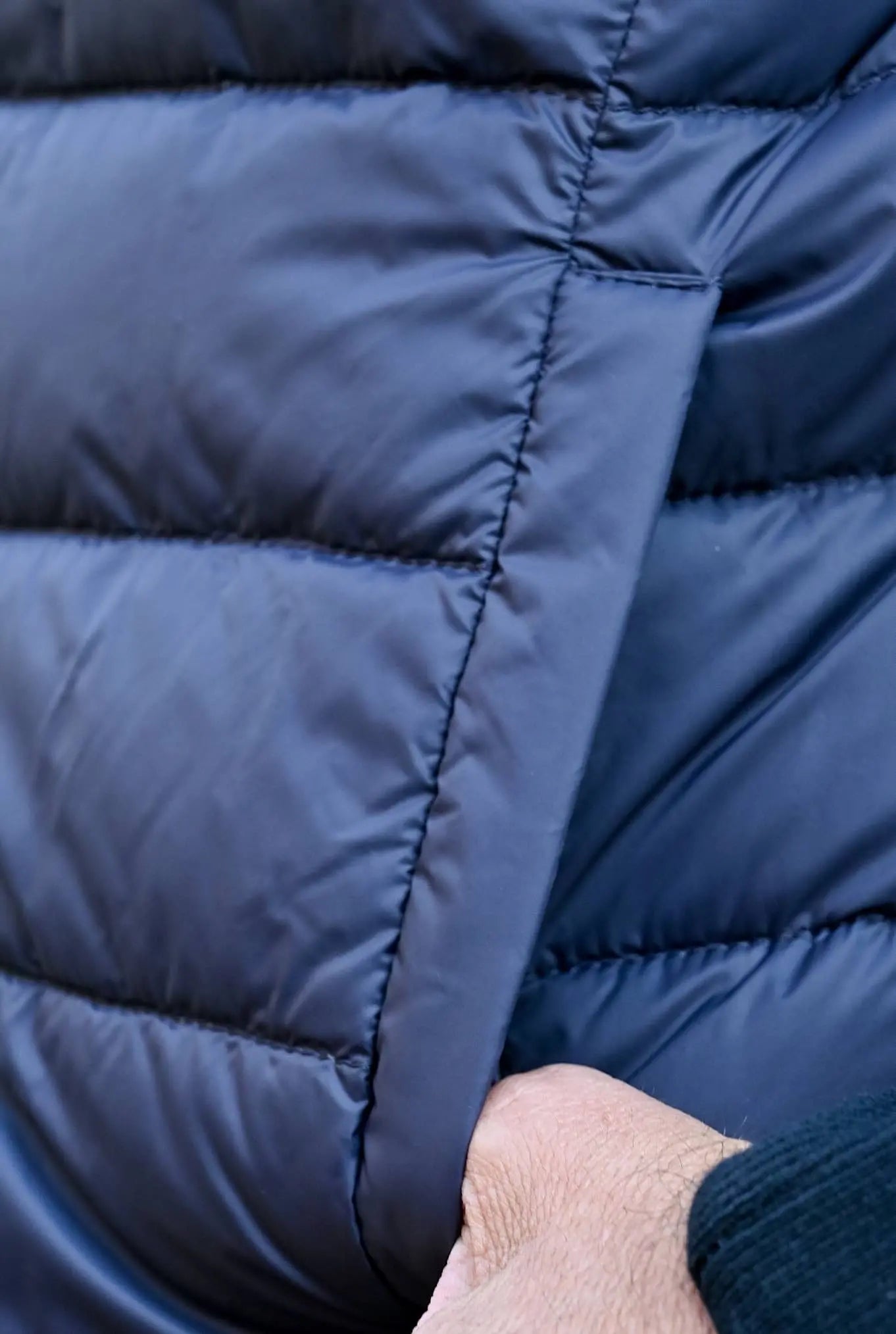 Giubbino Reversibile in Suede e Piuma D'Oca Blu - Guarino Store