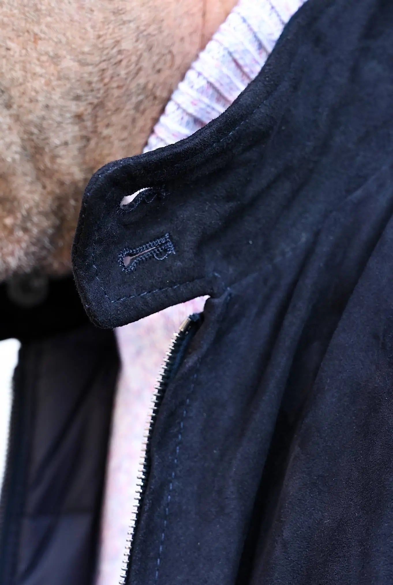 Giubbino Reversibile in Suede e Piuma D'Oca Blu - Guarino Store
