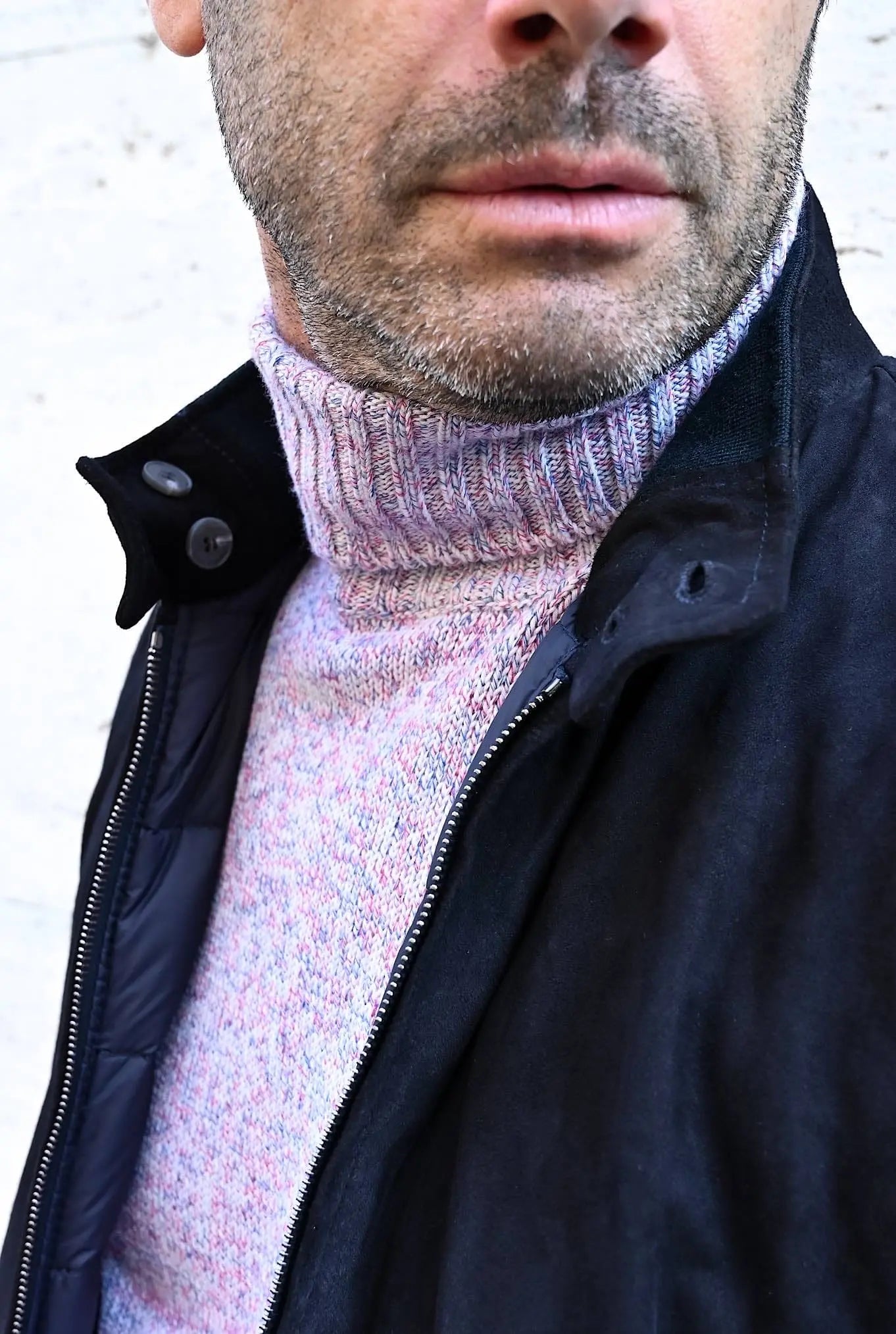 Giubbino Reversibile in Suede e Piuma D'Oca Blu - Guarino Store