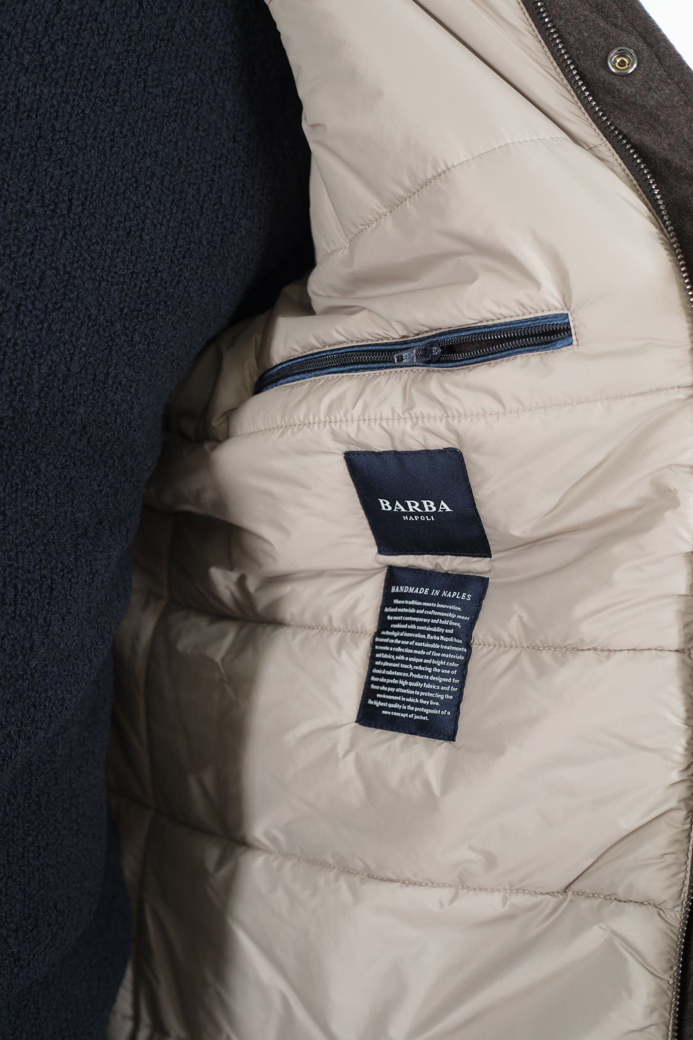 BARBA Giaccone Cashmere Cappuccio Testa Moro