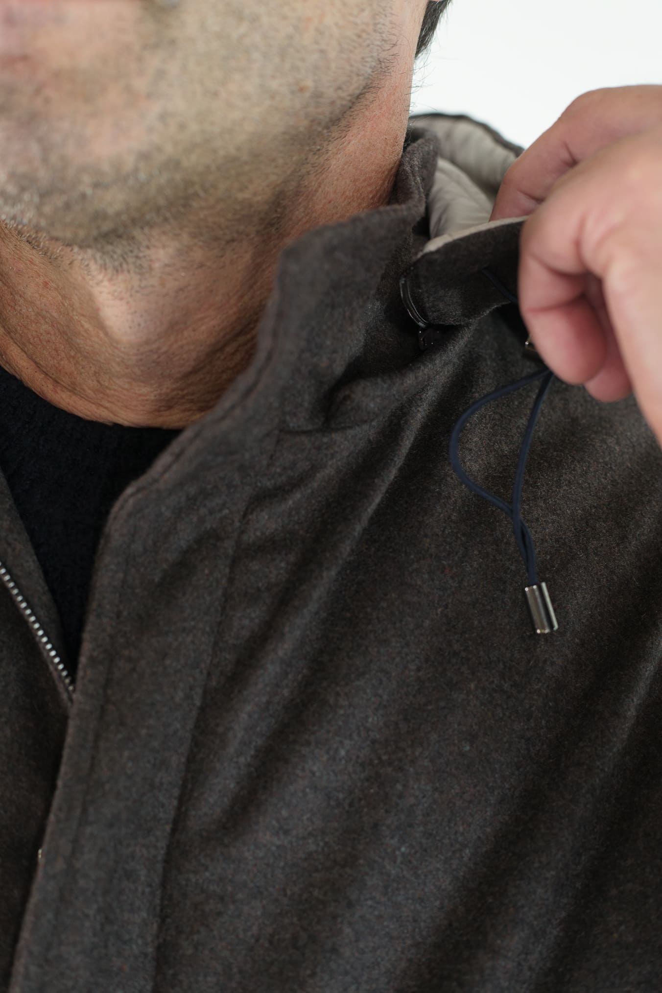 BARBA Giaccone Cashmere Cappuccio Testa Moro