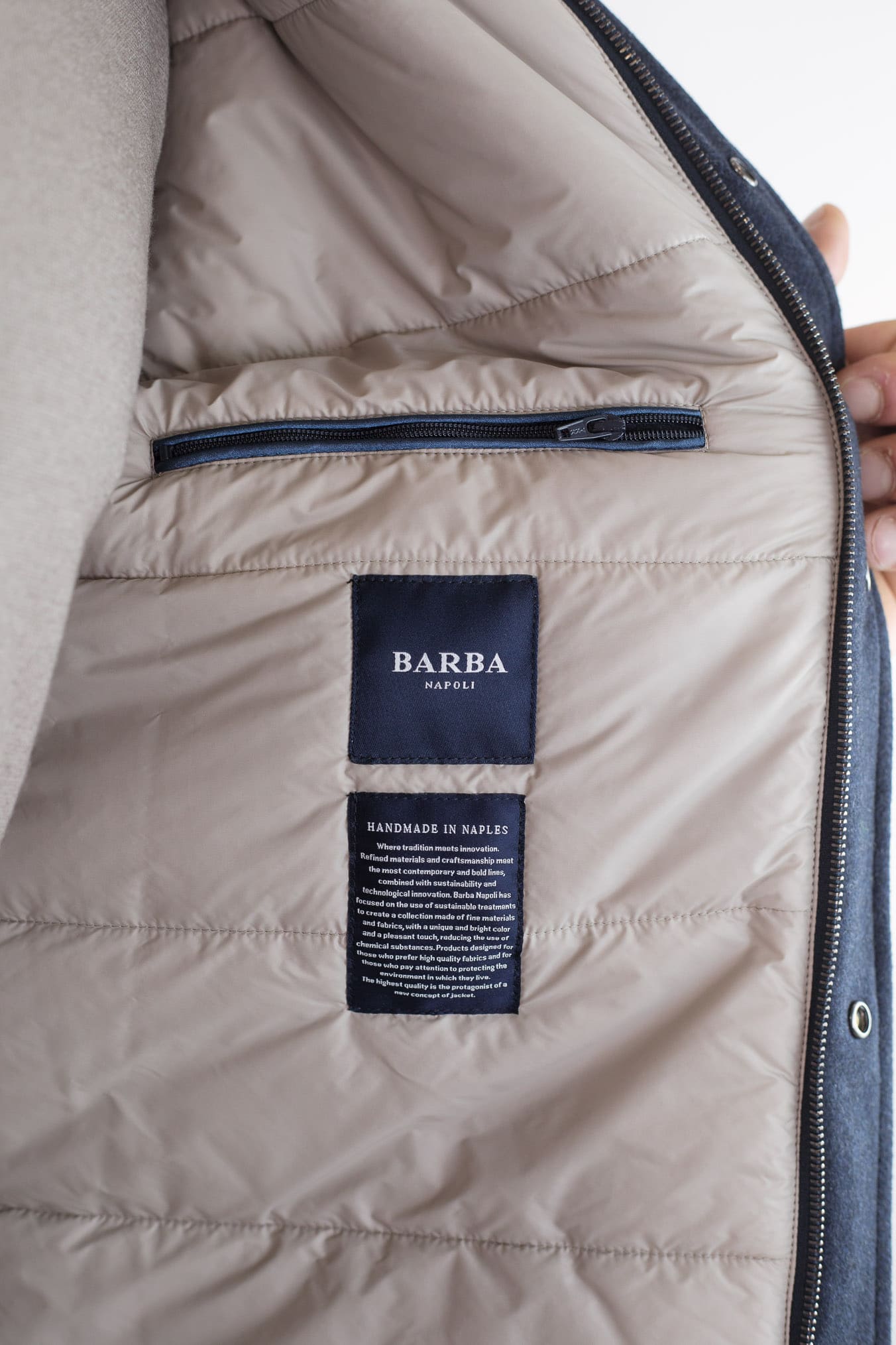 BARBA Giaccone Cashmere Cappuccio Blu